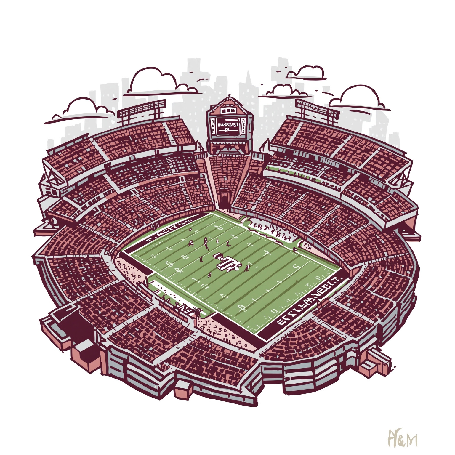 A&M’s Death Valley Triumphs and Defensive Breakouts - painting of Texas A&M Aggies football venue