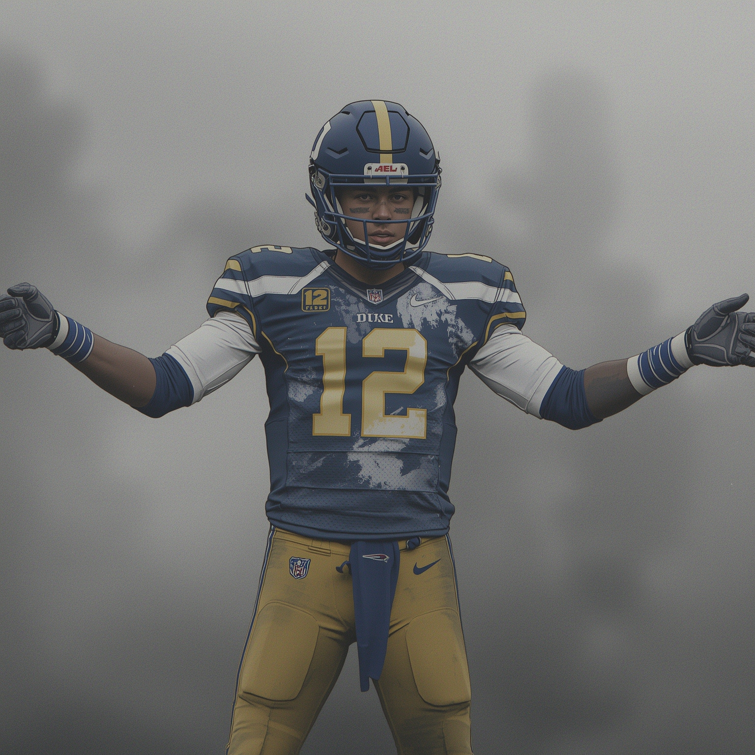 Duke's Freshman QB and Hoop Phenom - painting of Duke Blue Devils football,basketball venue