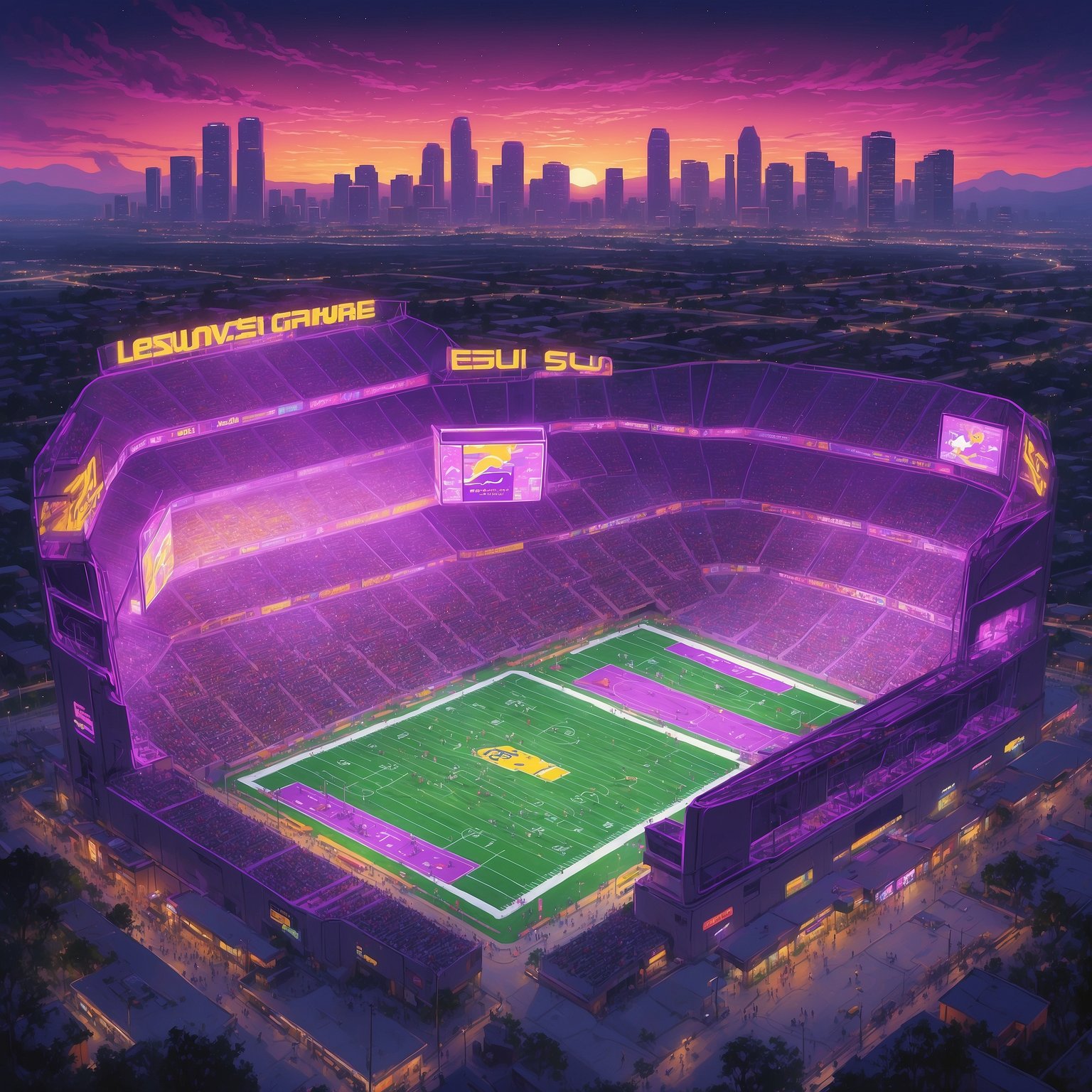 1. LSU Receiver Announces Ambitious Goal of Breaking His Own Injury Record Before Season’s End - painting of LSU Tigers football venue