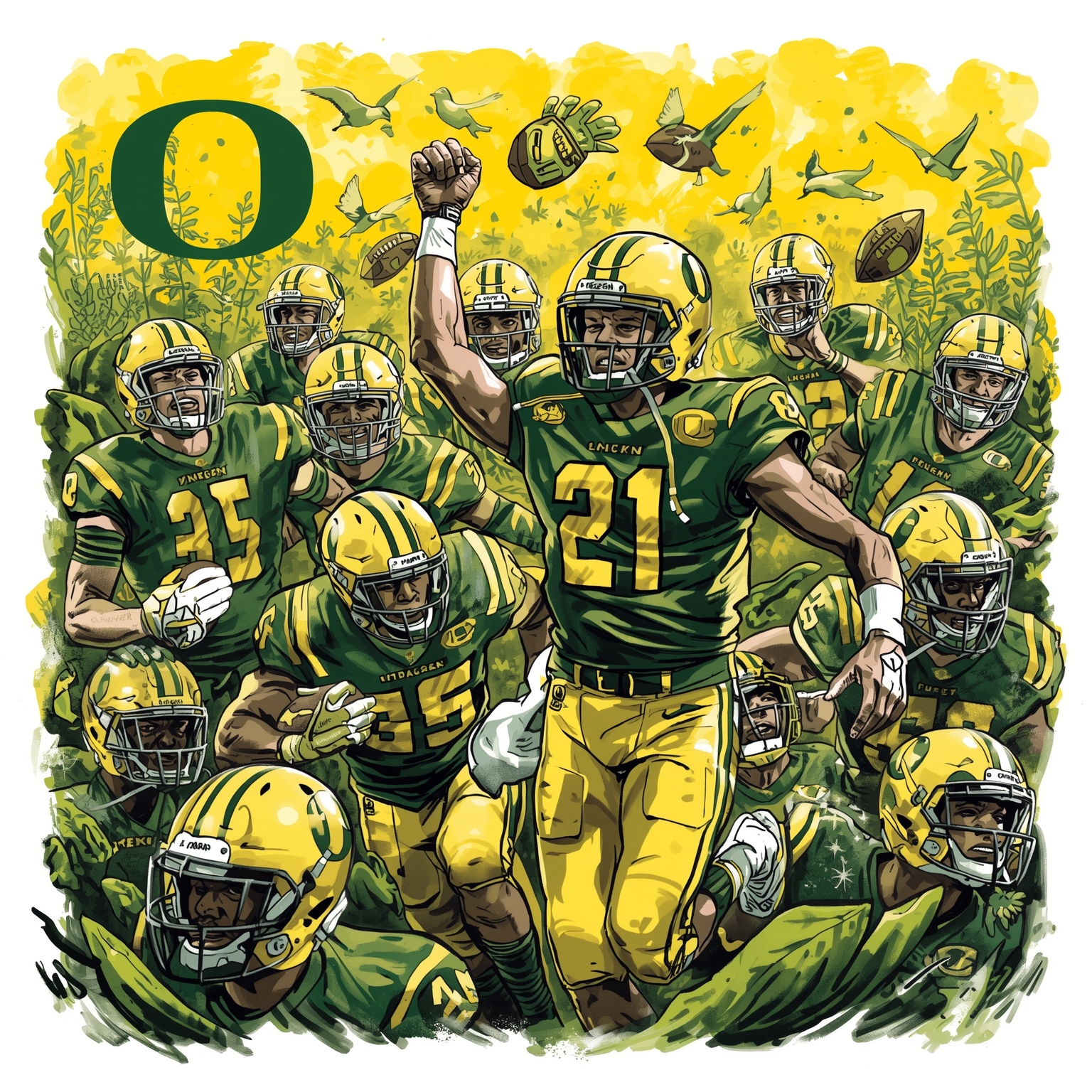 Ducks Triumph as Badgers’ Coach Blasts Discipline Woes - painting of Oregon Ducks football venue
