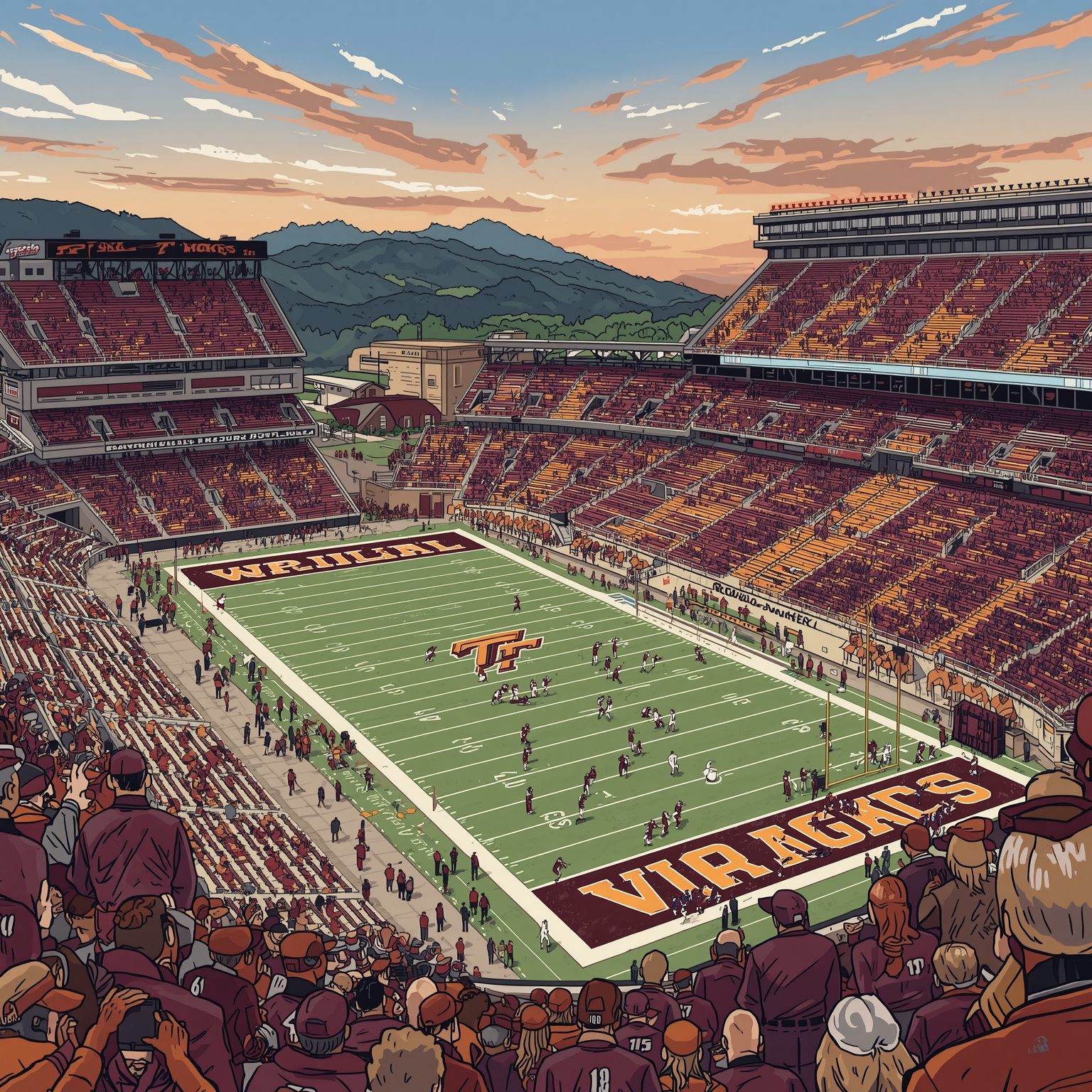 From Hat Tricks to Overtime Thrillers - painting of Virginia Tech Hokies football,soccer venue