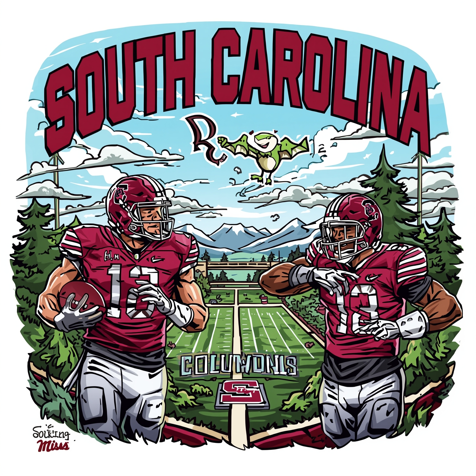 Gamecocks’ Rocky Road Trip to Ole Miss Showdown - painting of South Carolina Gamecocks football venue