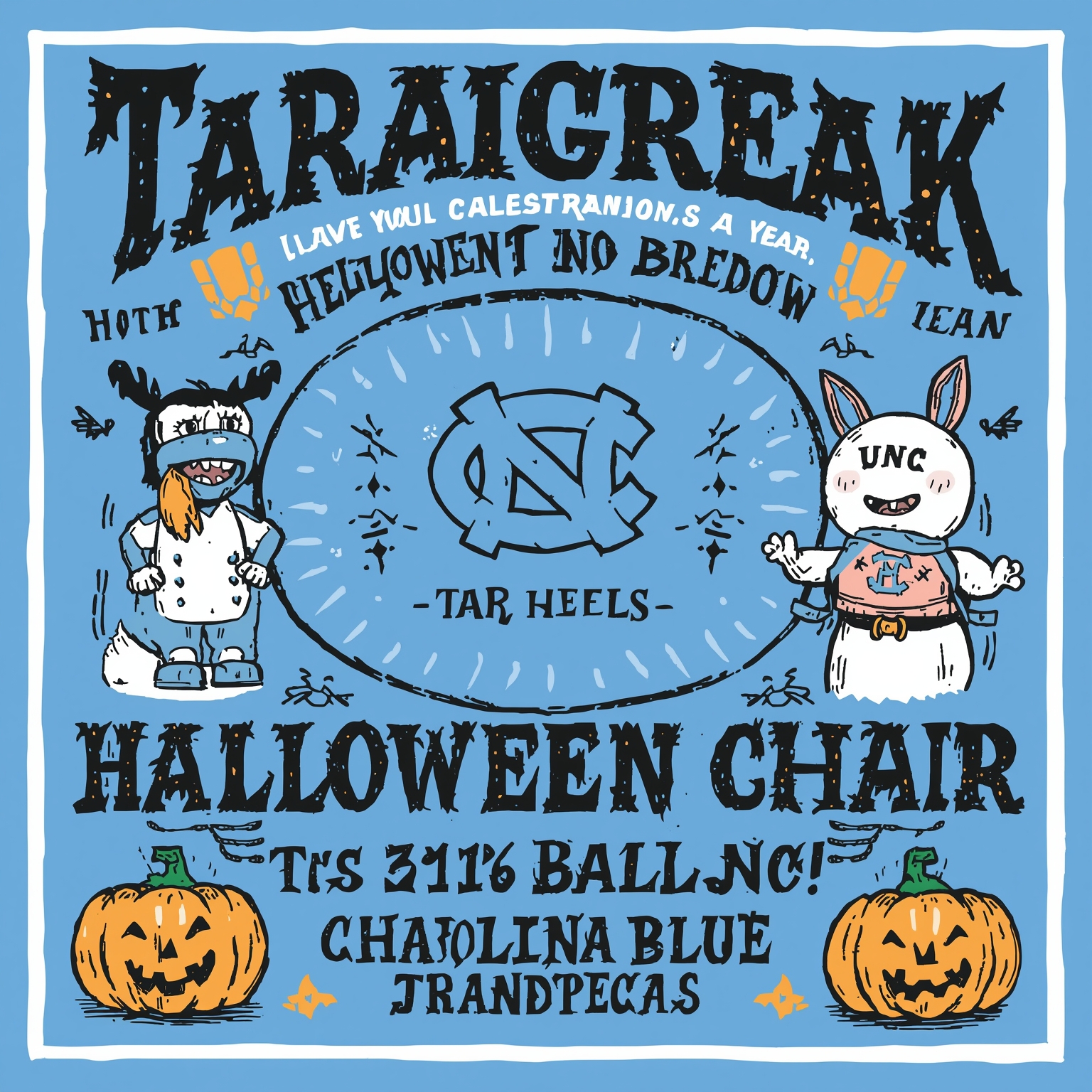 Tar Heels’ Heartbreak & Halloween Showdown - painting of North Carolina Tar Heels football venue