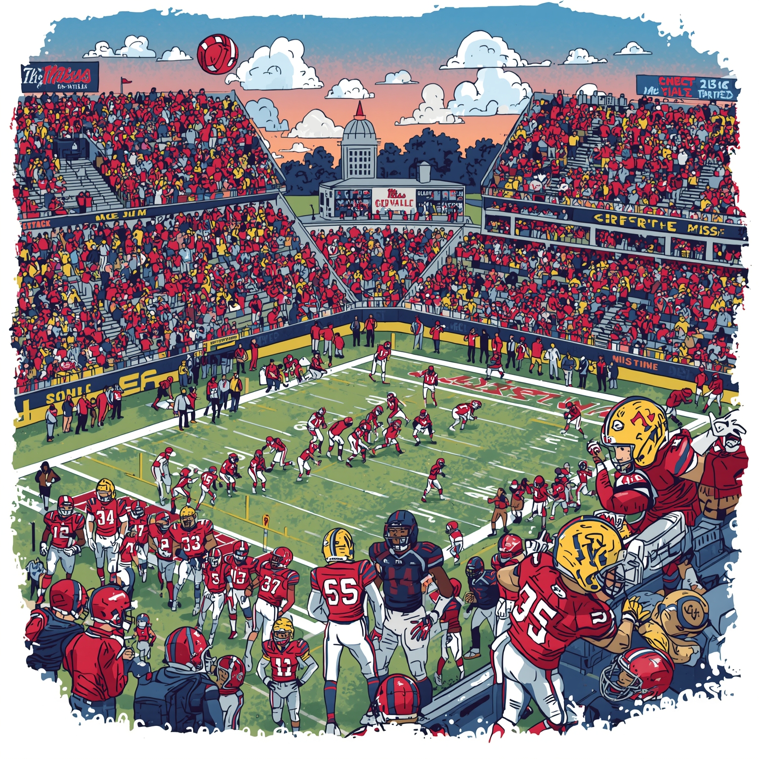 Kiffin’s LSU Temptation and SEC Betting Blitz - painting of Ole Miss Rebels football venue