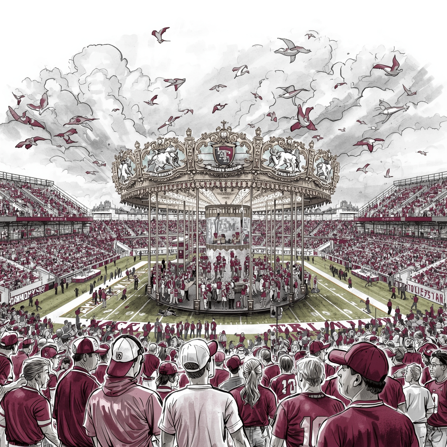 Texas A&M Coaching Carousel: Rumors and Ripples - painting of Texas A&M Aggies football venue