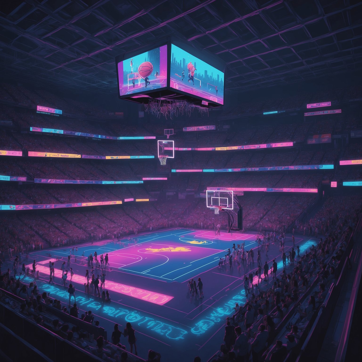 Dusty May Announces “Surprise Star” So Good He Might Actually Win Games - painting of Michigan Wolverines basketball venue