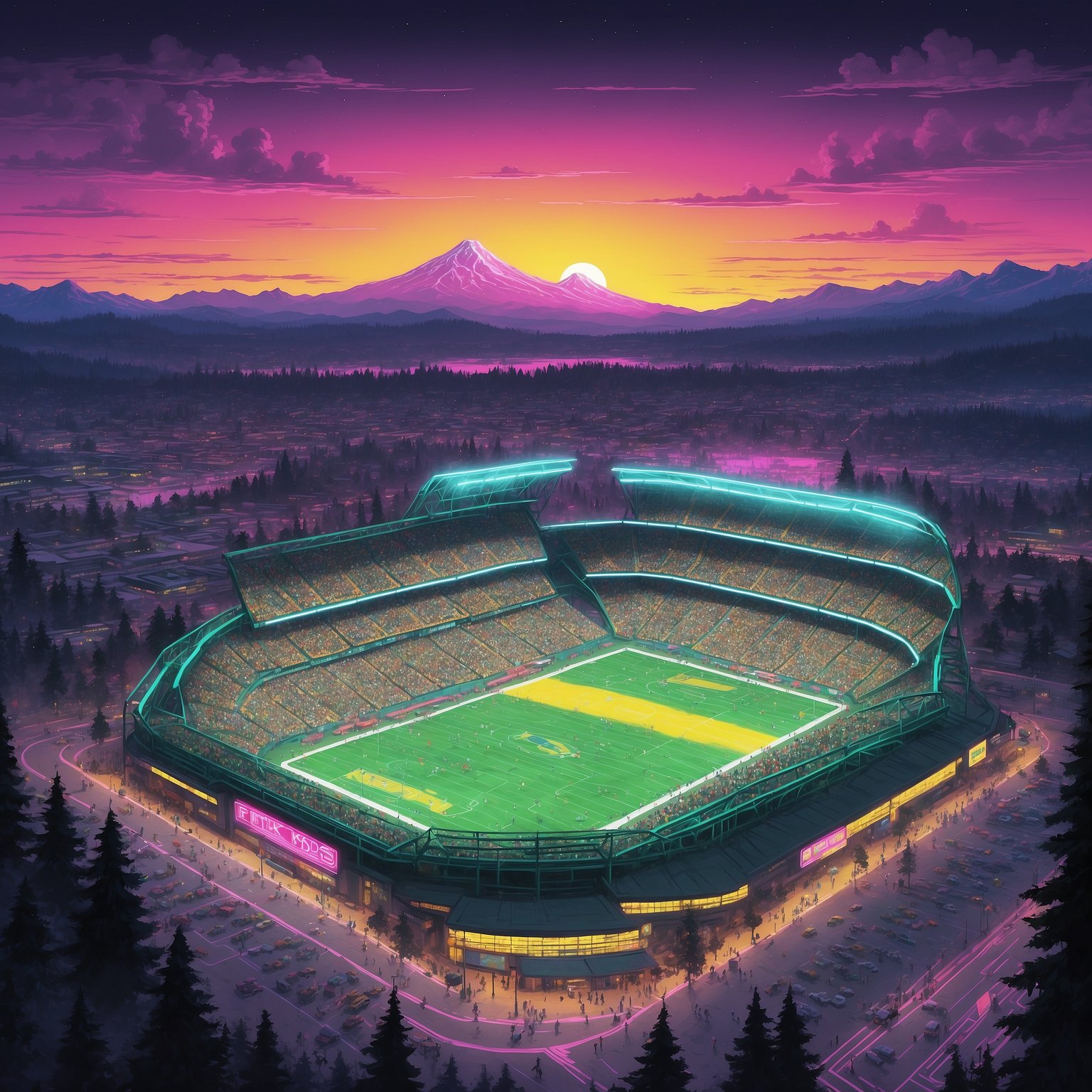 Oregon Ducks Crash Penn State White-Out Sleepover in Double-Overtime Quack Attack, Big Ten Rankings Seek Counseling - painting of Oregon Ducks football venue