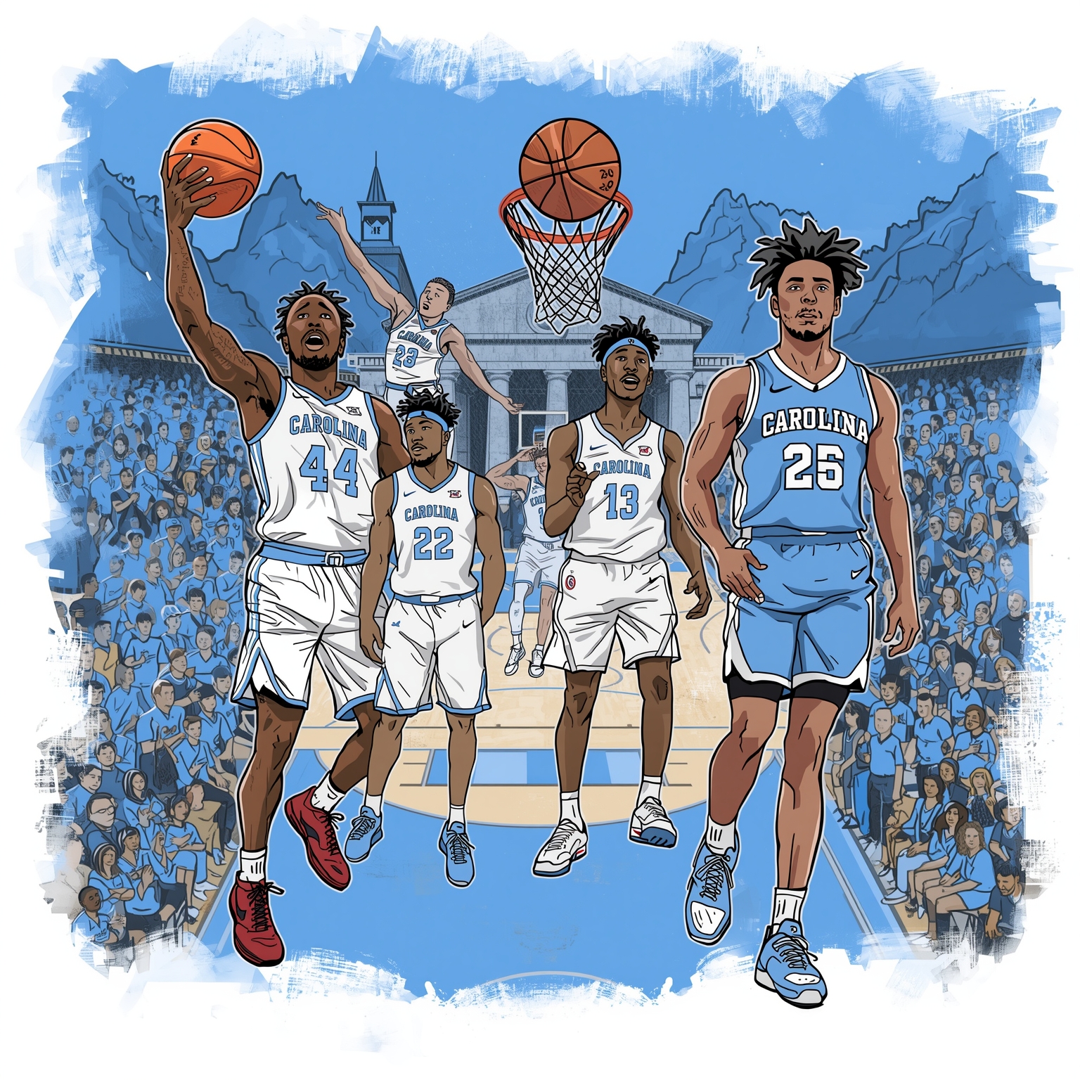 Tar Heels Unleashed: Dunks, Soundbites, and Versatility - painting of North Carolina Tar Heels basketball venue