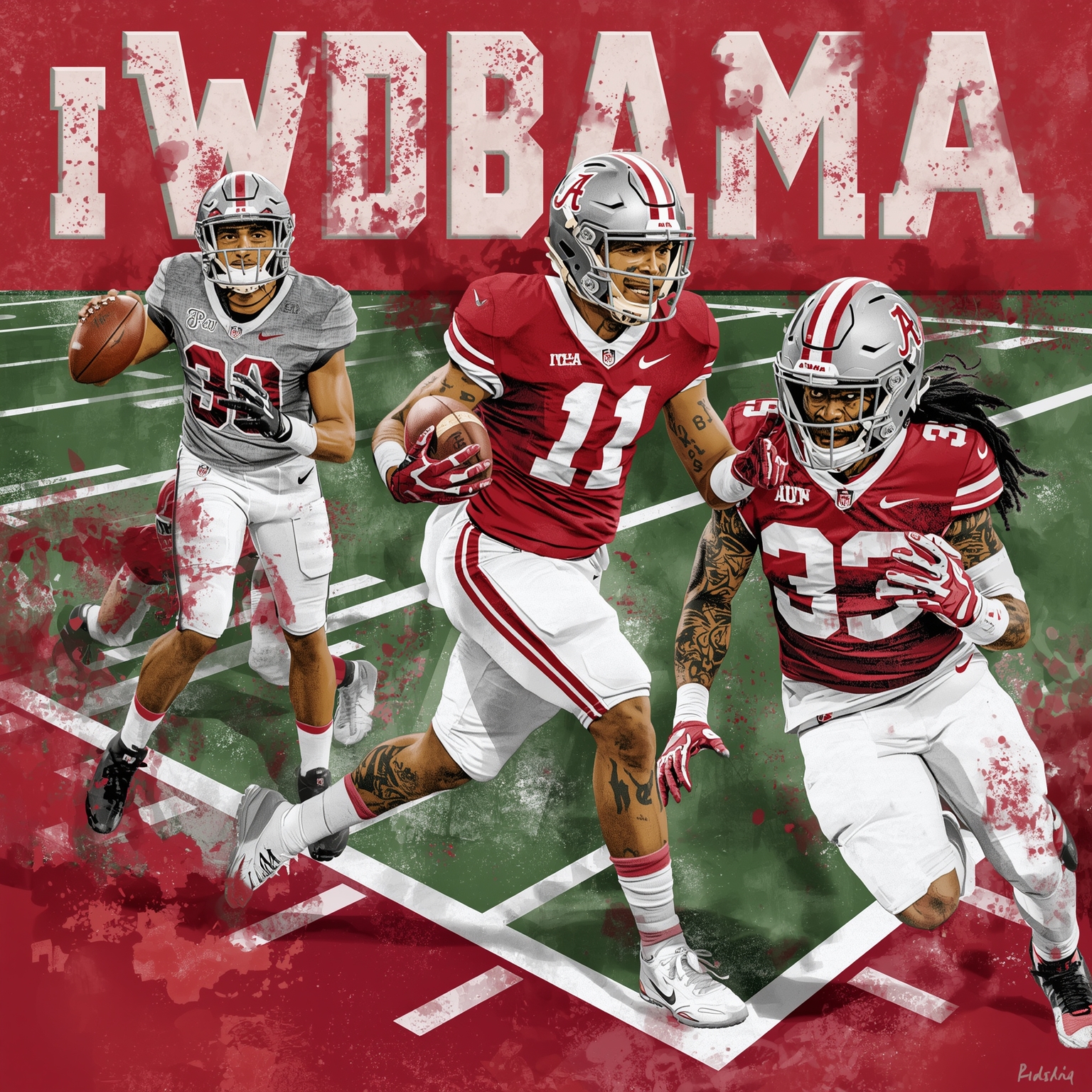 Tide's Guards Shine, Recruit Flirts with Auburn Rival - painting of Alabama Crimson Tide basketball,football venue