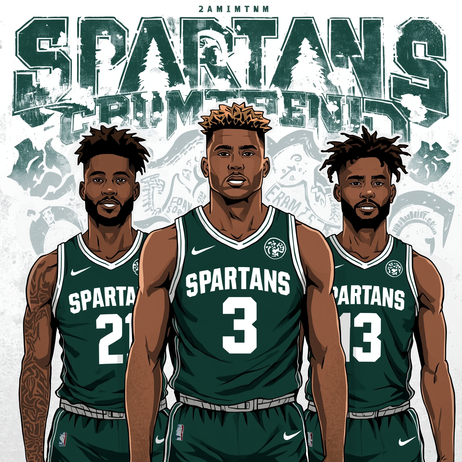 Spartans Battle for 2026 Recruits Jervis, Taylor & Adams - painting of Michigan State Spartans basketball venue