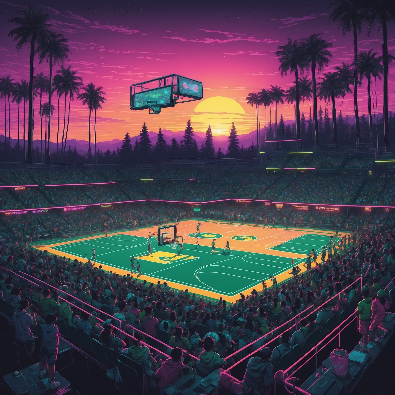 Oregon Ducks Promise Five-Star Recruit Tajh Ariza a Lifetime Kale Smoothie Fountain in Desperate Bid to Out-Cool USC Trojans - painting of Oregon Ducks basketball venue