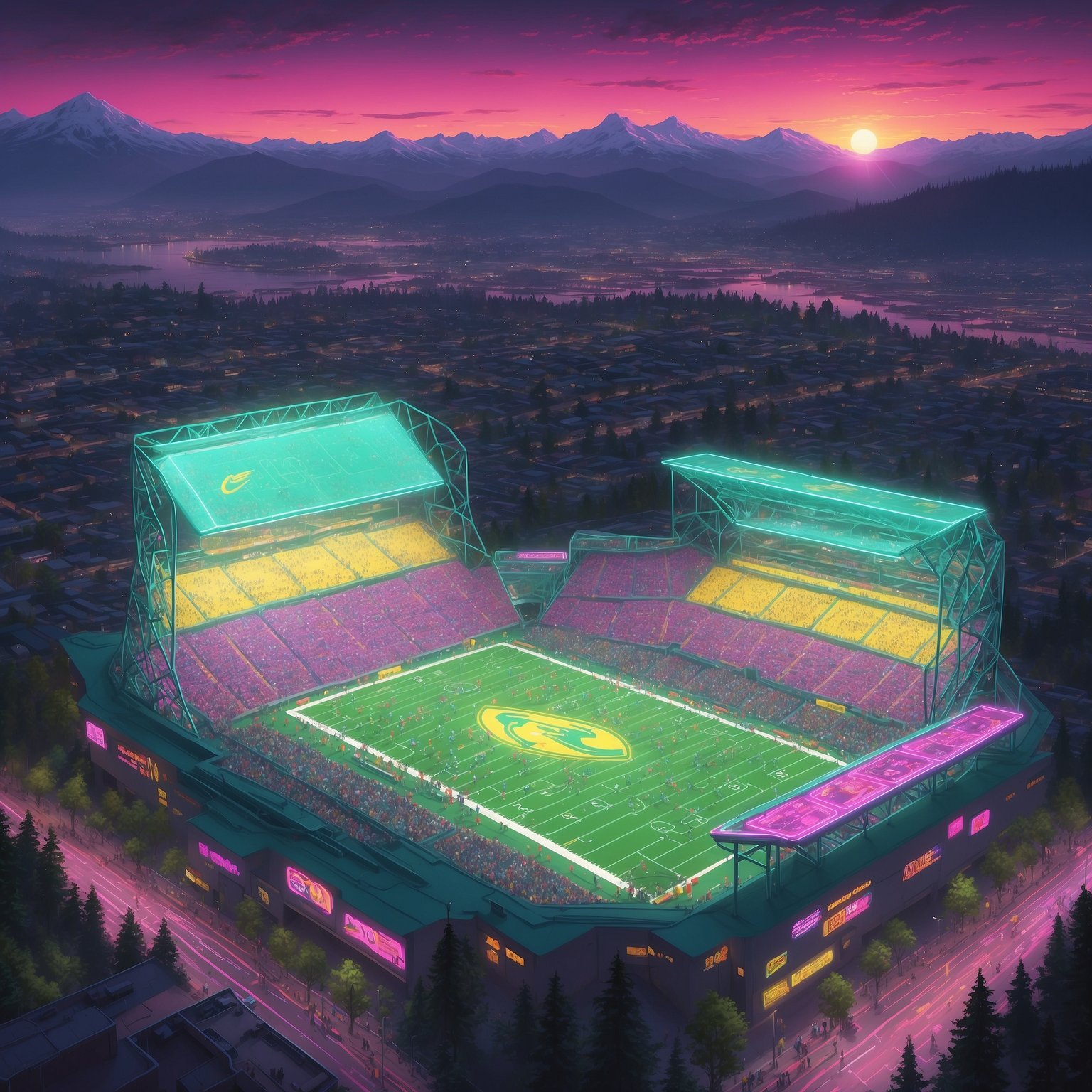 Oregon QB Discovers Secret NIL Faucet, Cash Spigot Pumps $900K in 10 Weeks - painting of Oregon Ducks football venue