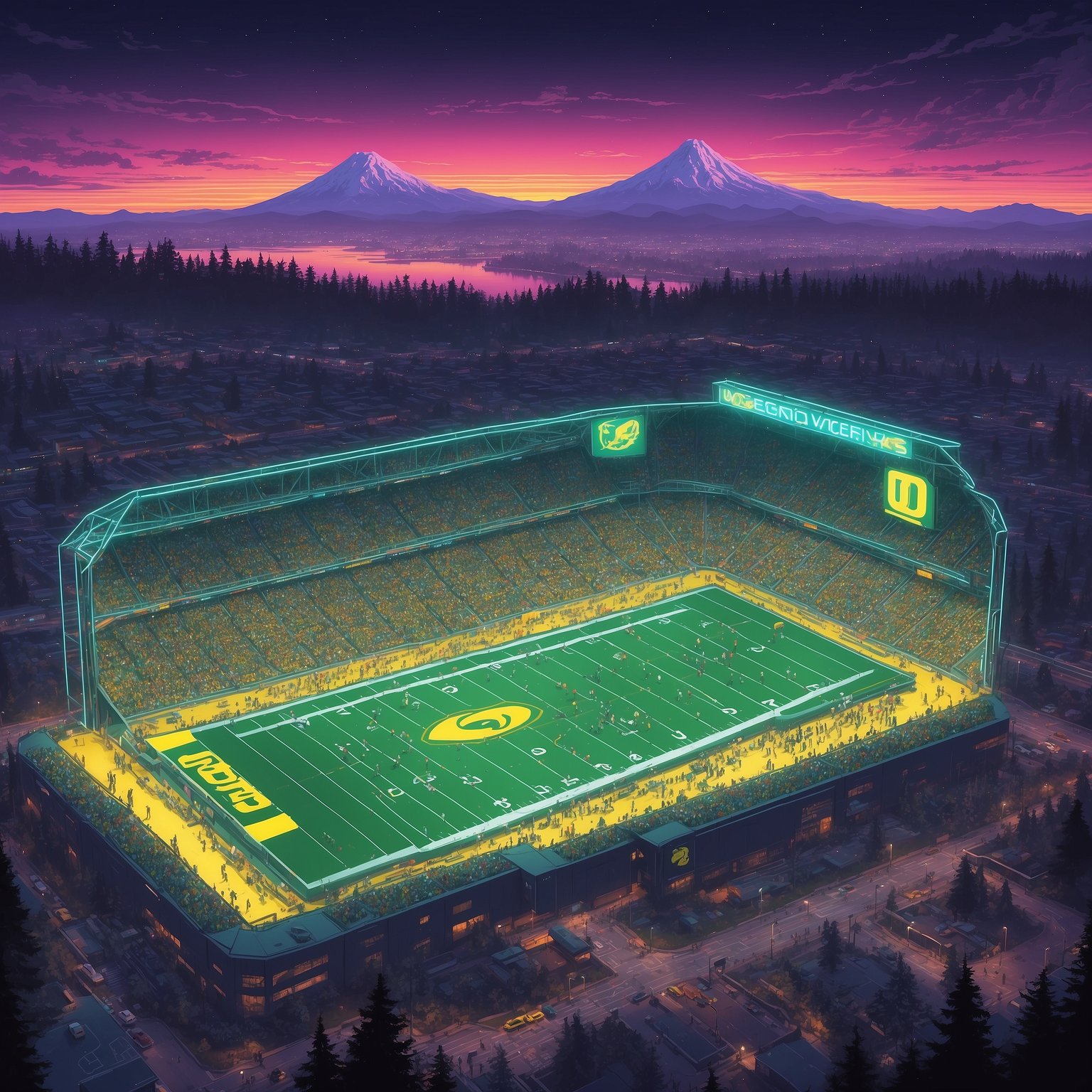 James Franklin Demands Third-Party Investigation After Mysterious “Disappearing Fumble” Vanishes Into Thin Air - painting of Oregon Ducks football venue