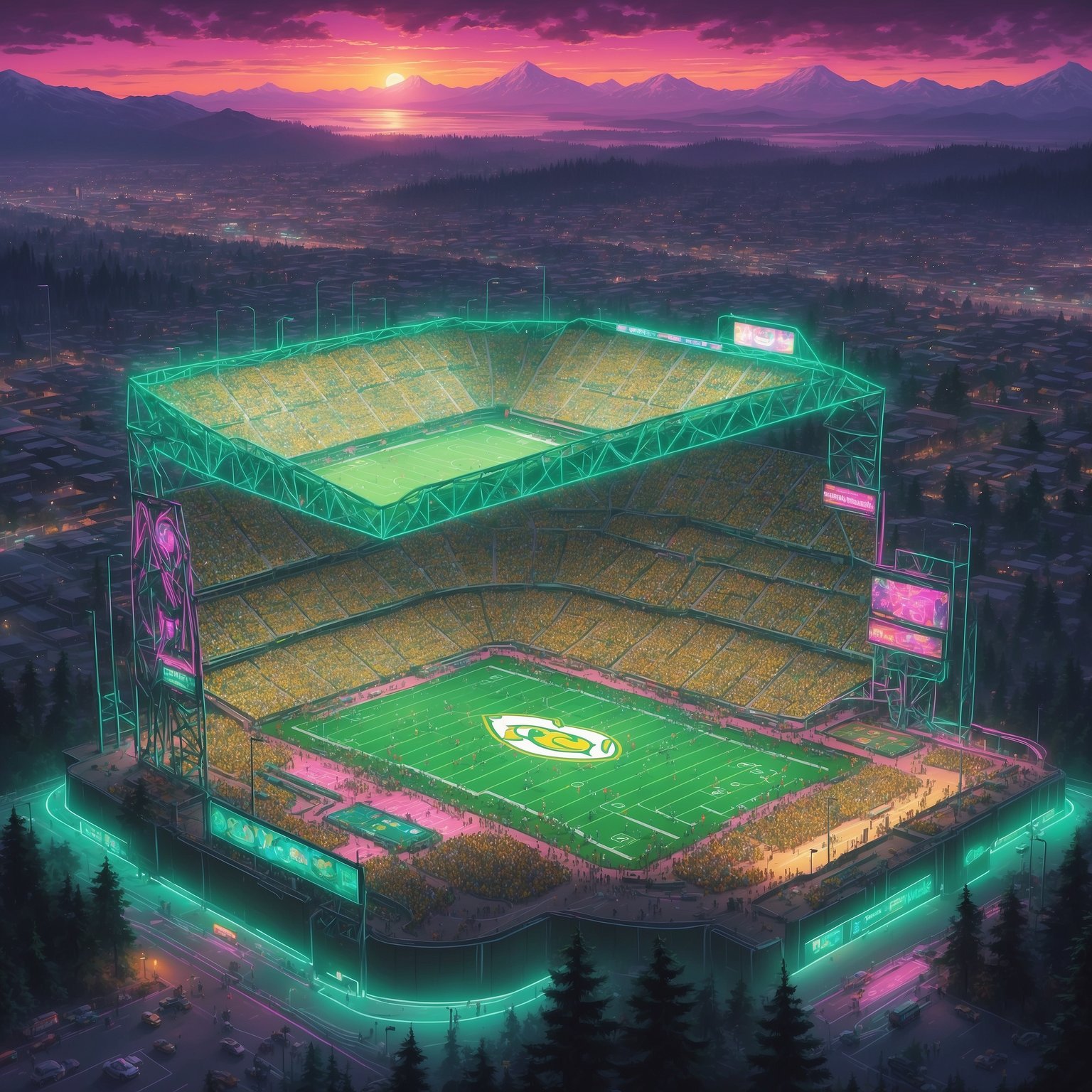 First-Ever Oregon Duck NFL Starter Confirmed; Skeptical Fans Wonder If He Quacks Under Pressure - painting of Oregon Ducks football venue