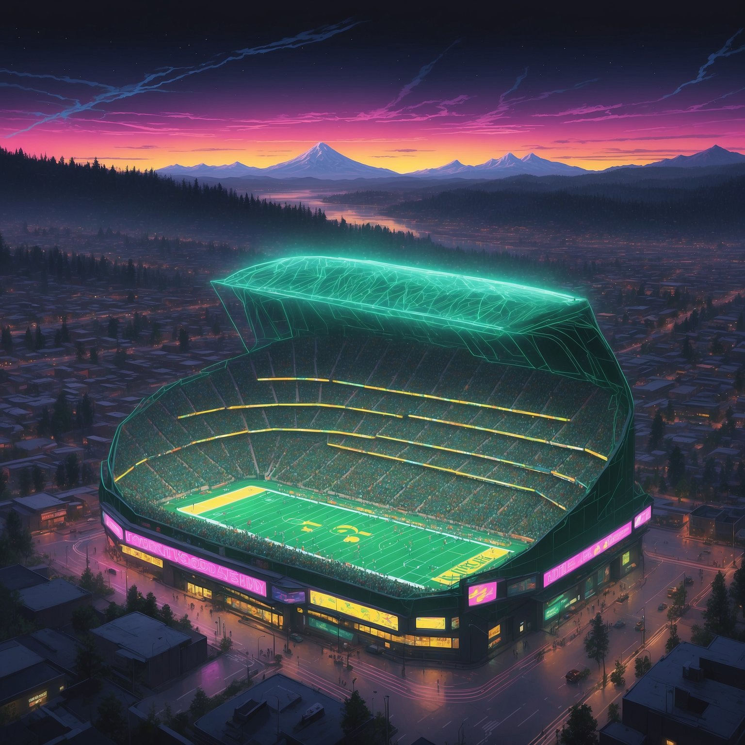 Breaking: Oregon Ducks Forced To Admit High School Kid Actually Belongs On College Football Field - painting of Oregon Ducks football venue