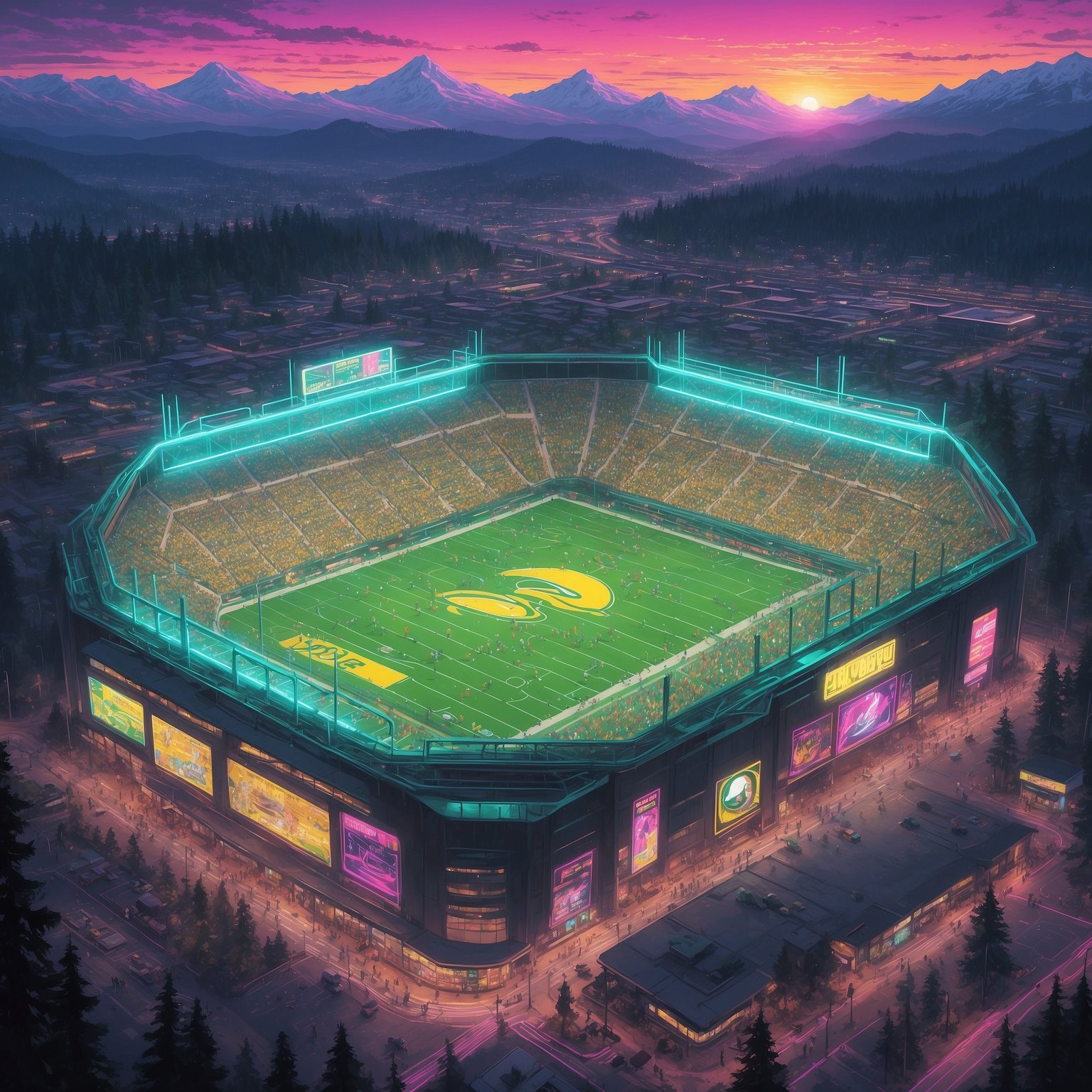 Dan Lanning Stuns Football World by Outpacing Chip Kelly at His Own Game - painting of Oregon Ducks football venue