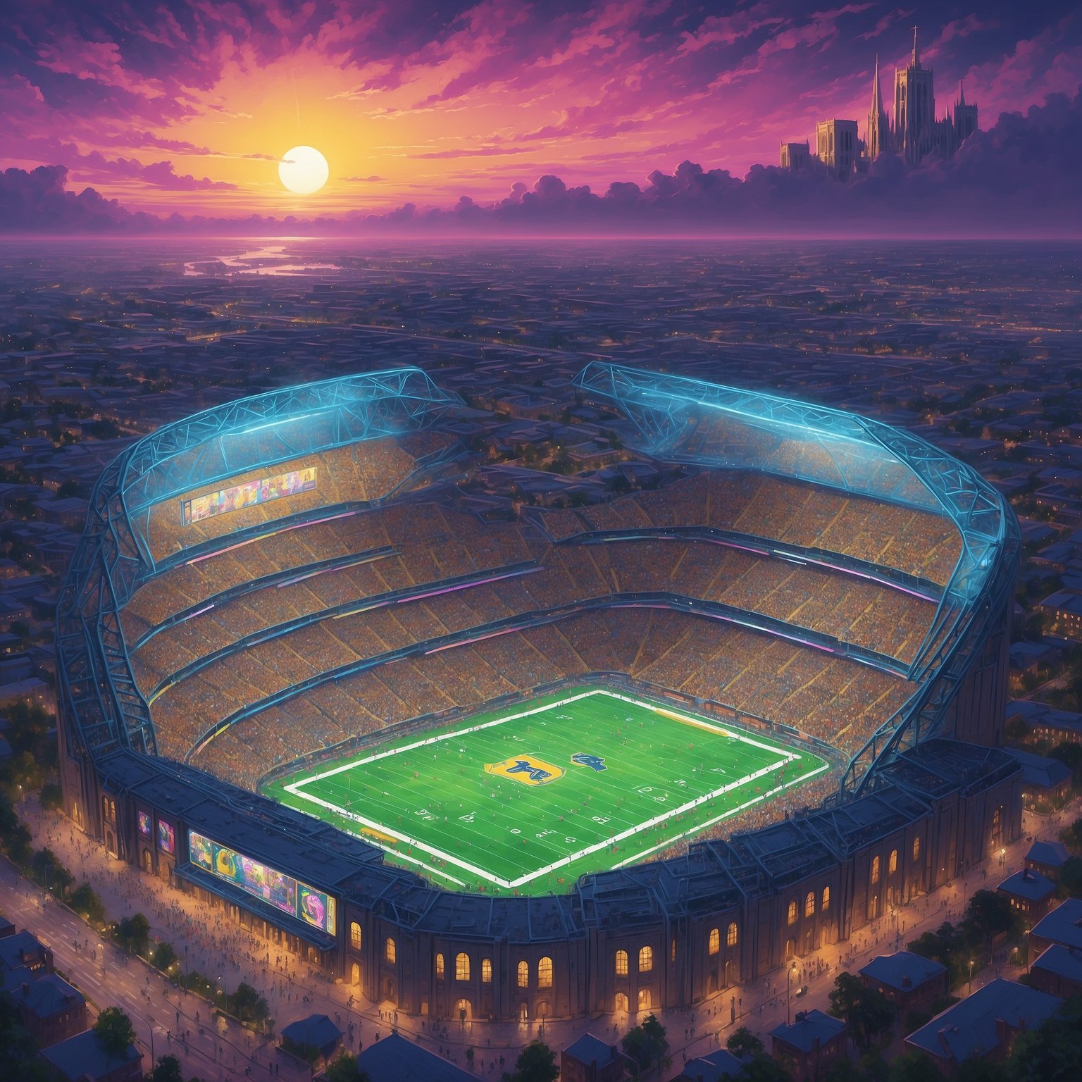Freeman Swears This ‘Next Step’ for Irish Won’t Involve Backpedaling - painting of Notre Dame Fighting Irish football venue
