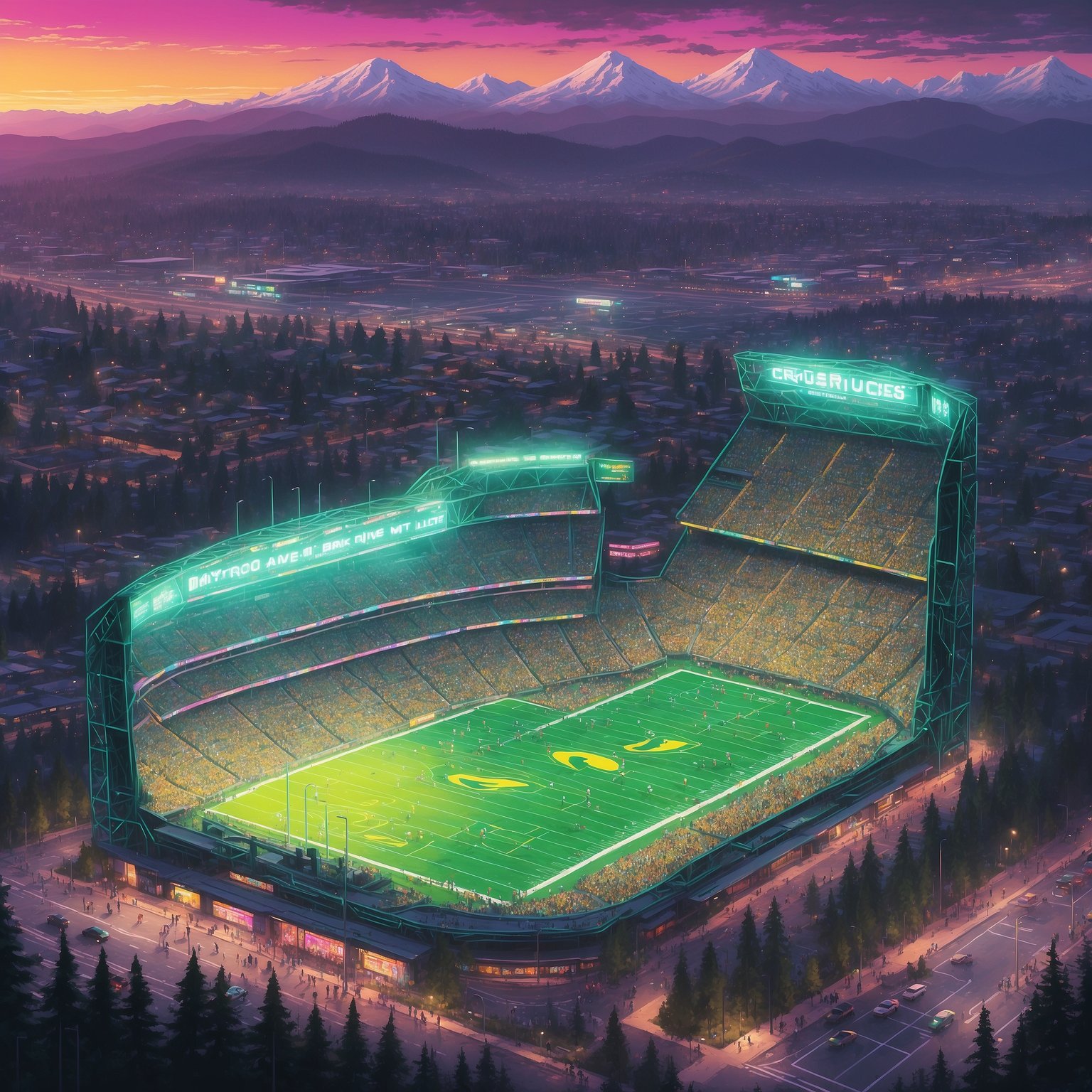 Oregon Fans Demand Kirk Herbstreit Apologize for Not Erecting Monument After Ducks’ Penn State Beating - painting of Oregon Ducks football venue