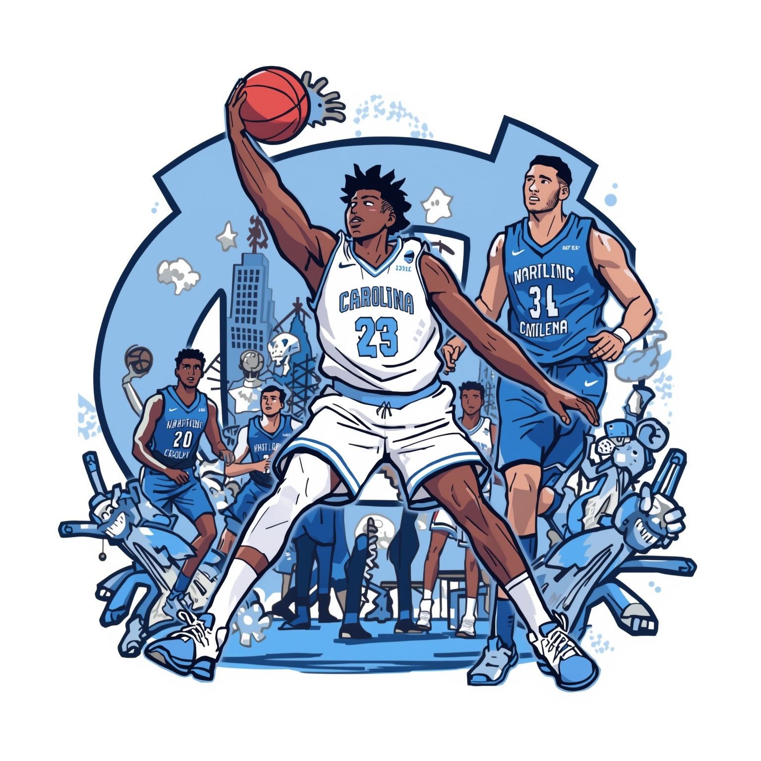 Tar Heels: Top Recruit Chase and Season Opener Stars - painting of North Carolina Tar Heels basketball venue