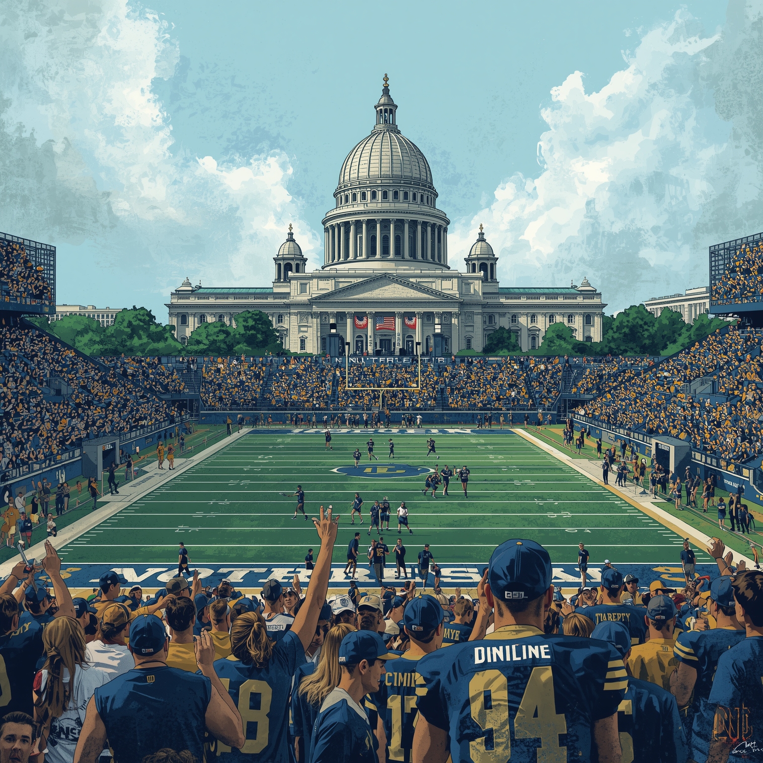 How Kyle Hamilton Almost Fled Notre Dame - painting of Notre Dame Fighting Irish football venue