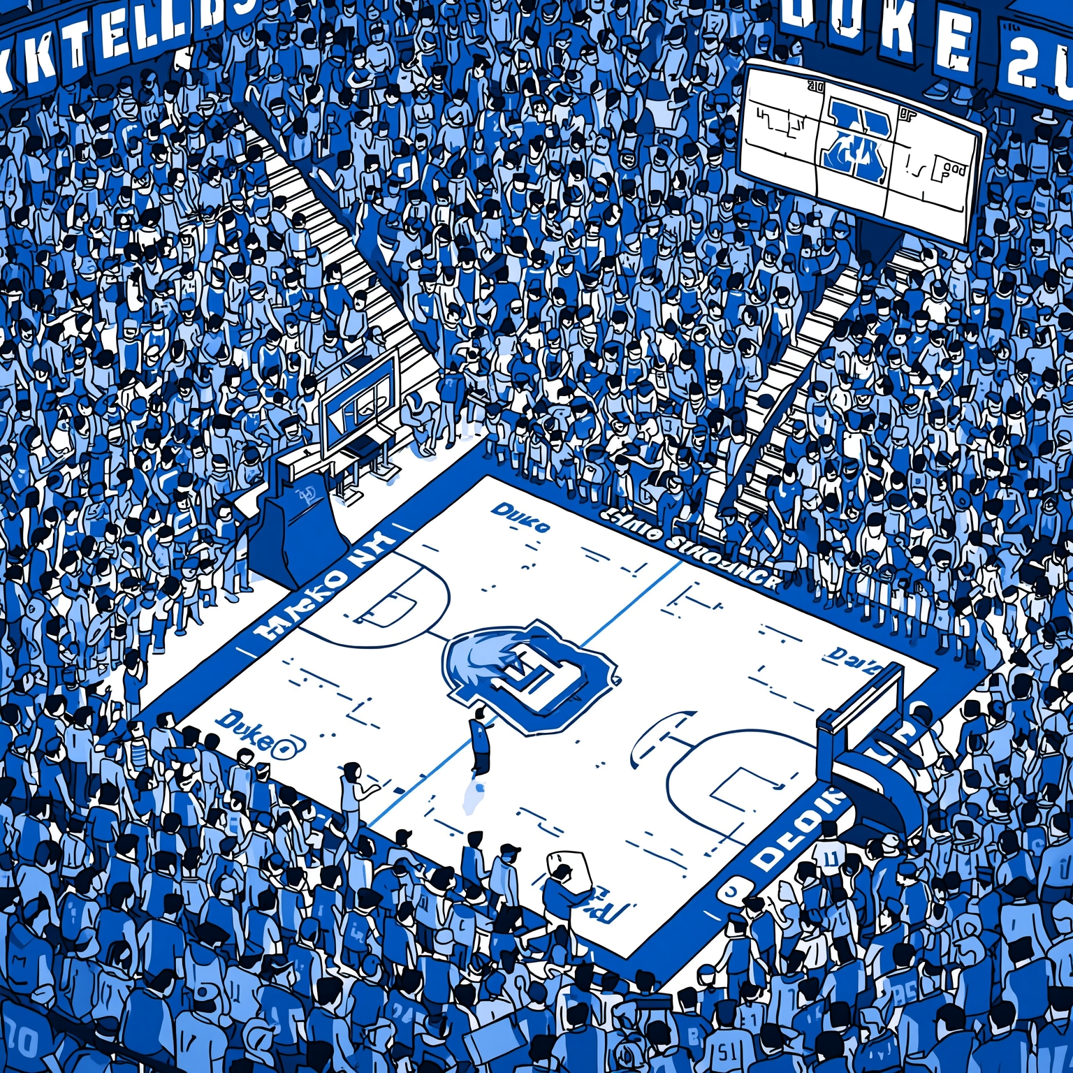 Duke’s Full-Strength Devils Spark Big-Time Evolution - painting of Duke Blue Devils basketball venue