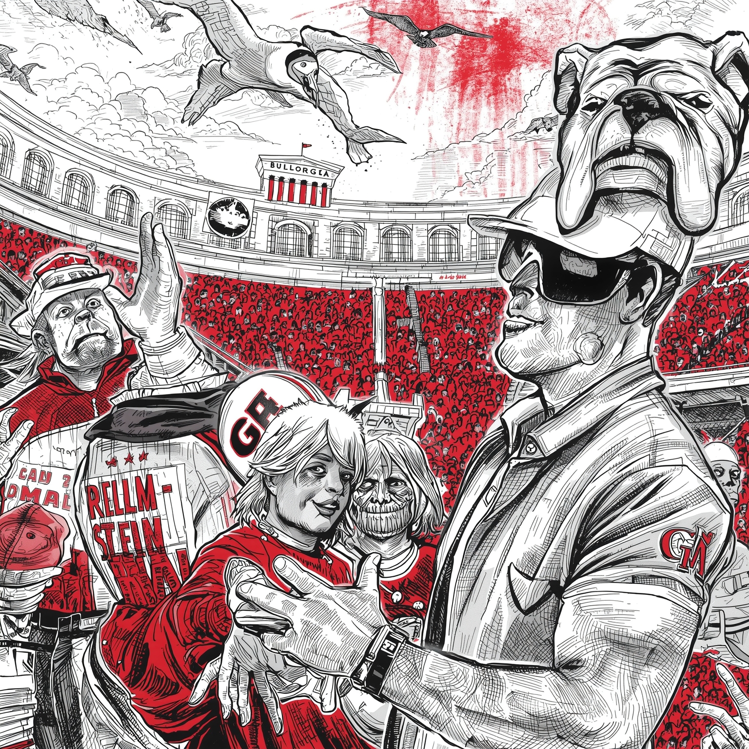 High-Stakes Bulldogs: Do-or-Die & Coaching Sacrifices - painting of Georgia Bulldogs football venue