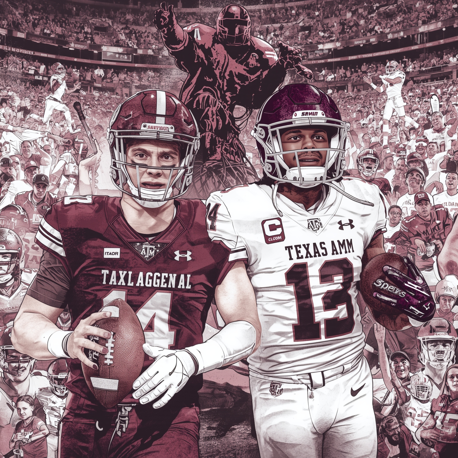 Aggies Reel In 5-Star Safety Sensation - painting of Texas A&M Aggies football venue