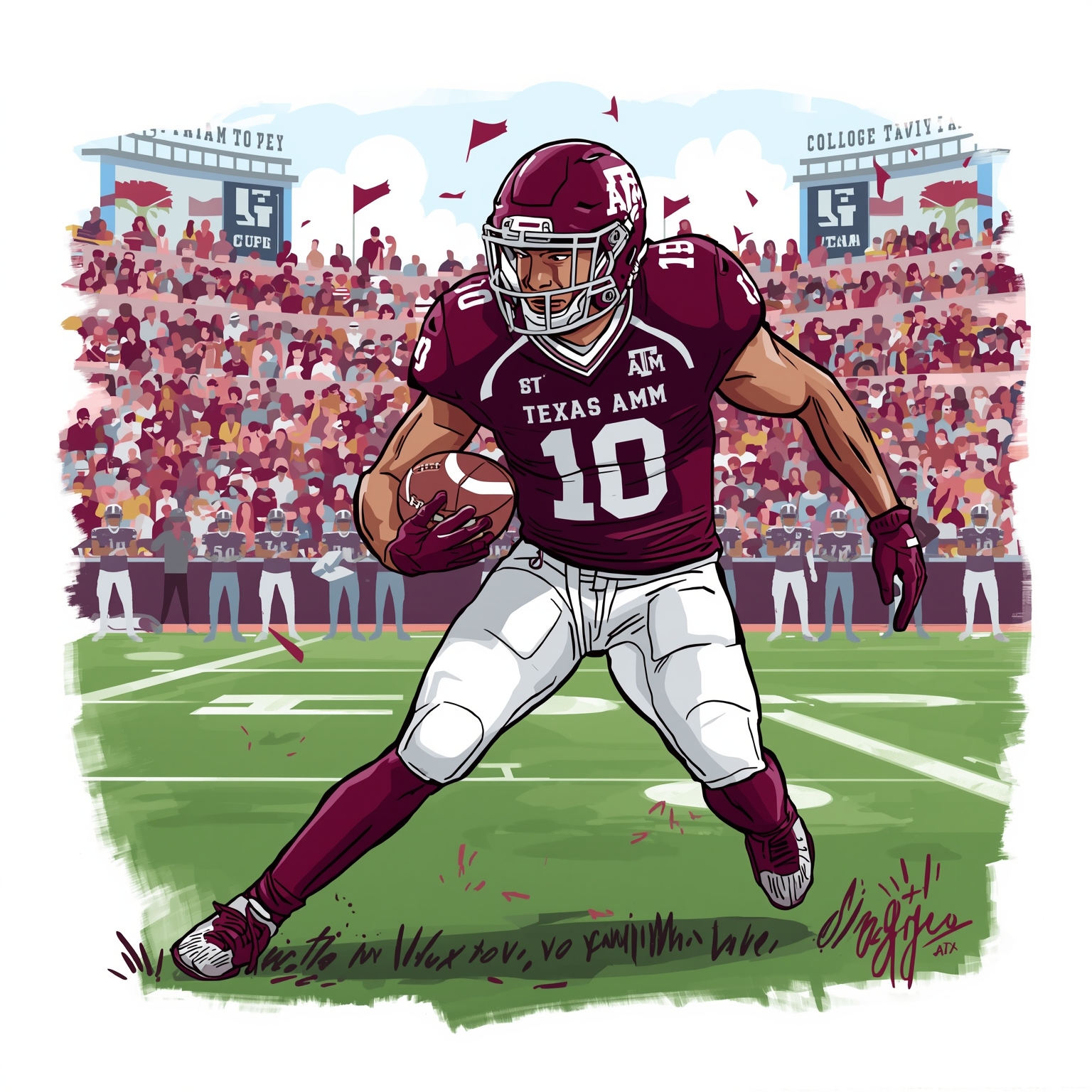 Aggies vs. Tigers: Live Football Updates - painting of Texas A&M Aggies football venue