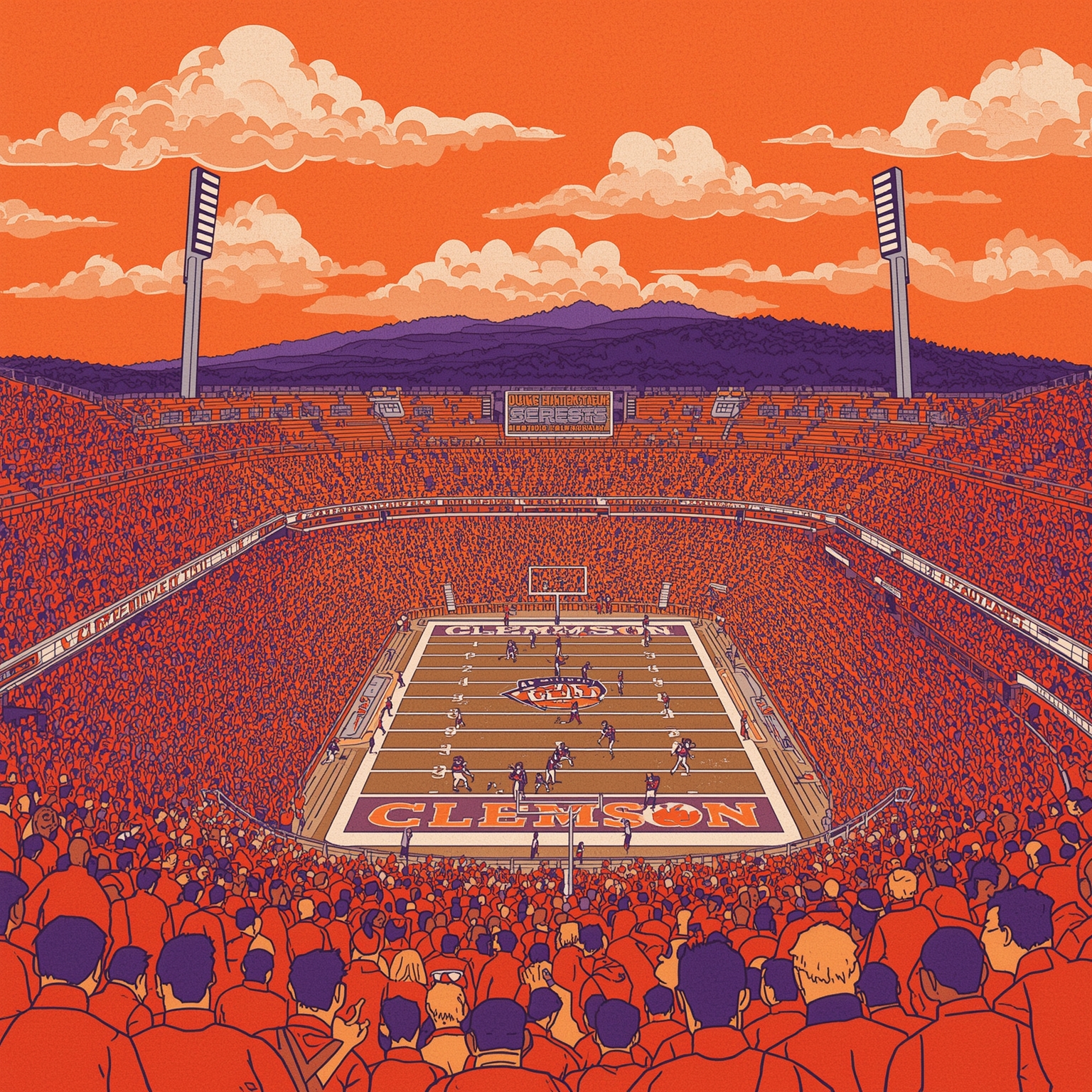 Duke vs. Clemson: Viewing Info and Season Stakes - painting of Clemson Tigers football venue