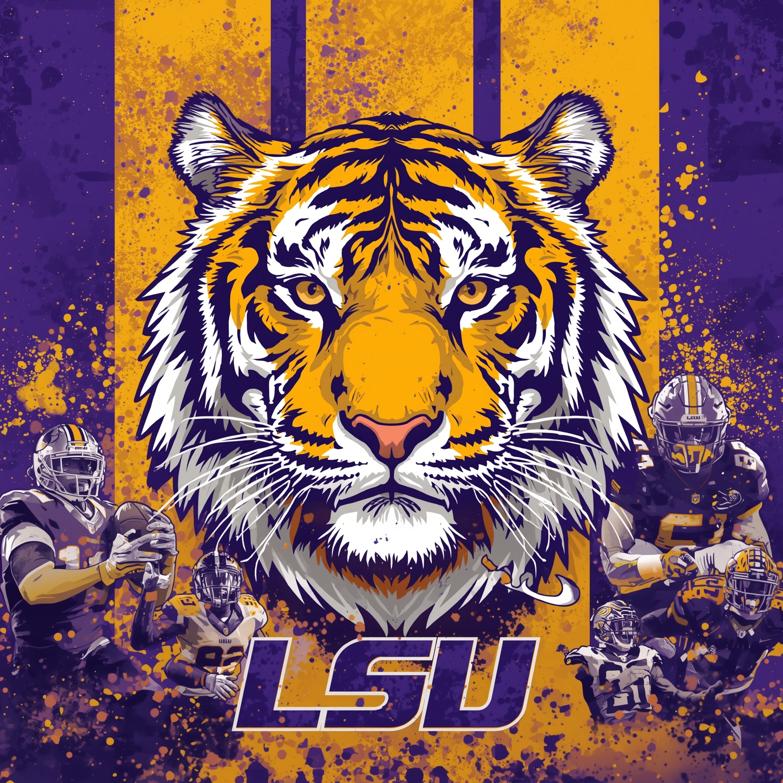 LSU Coaching Drama and Game Predictions - painting of LSU Tigers football venue