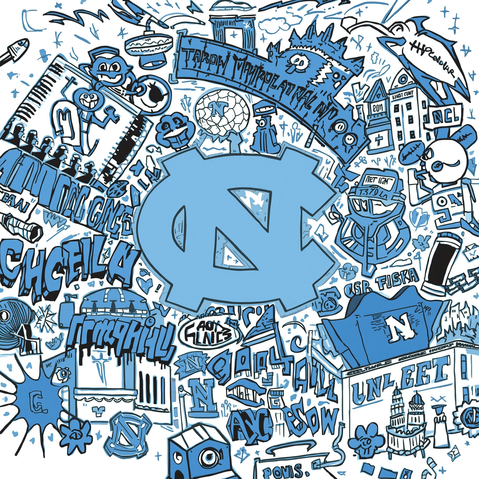 Tar Heels' Highs and Lows: Recruits, Hoops, Homecoming - painting of North Carolina Tar Heels football,basketball venue