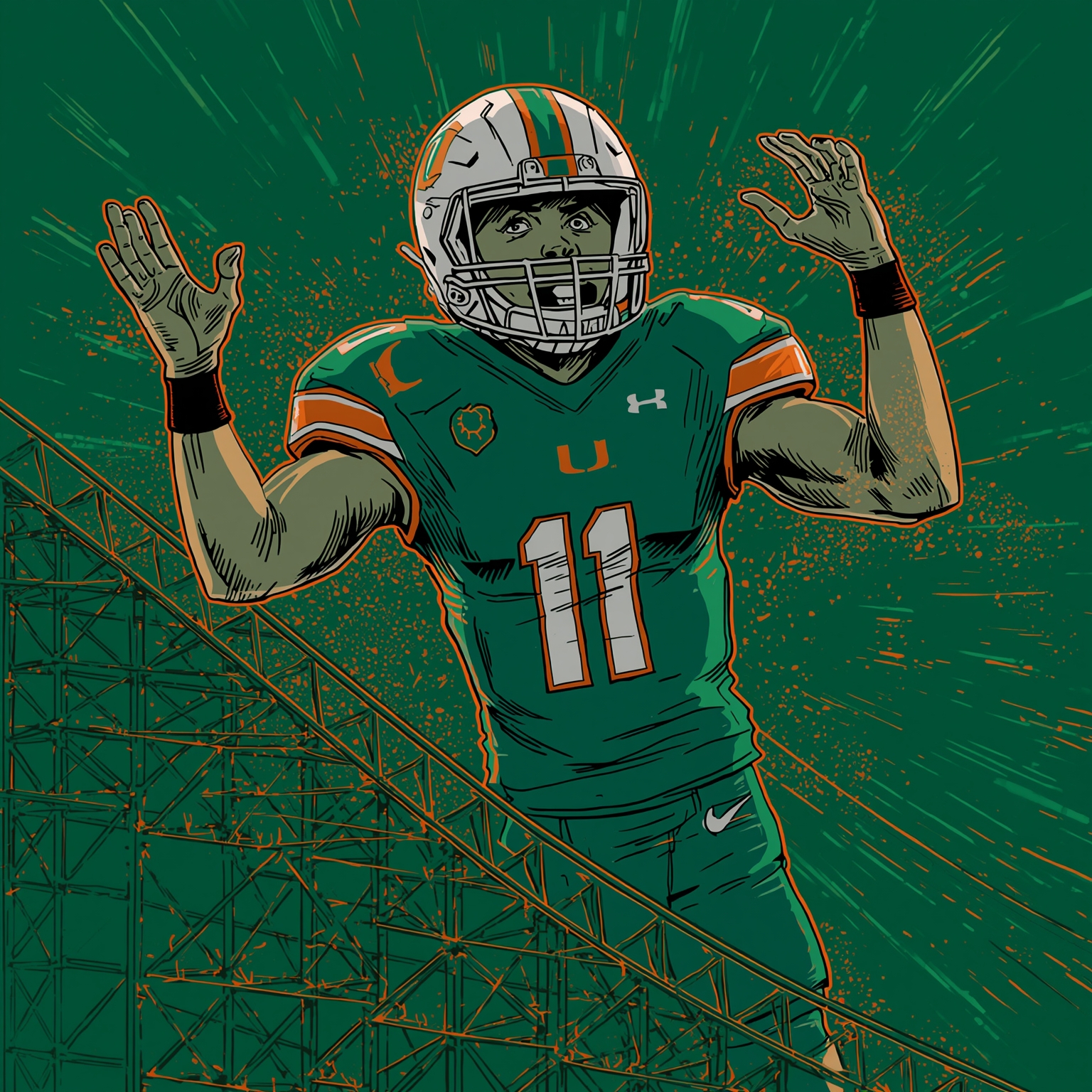 Miami’s Rollercoaster: Wild Scenarios, Polls & Recruits - painting of Miami Hurricanes football venue