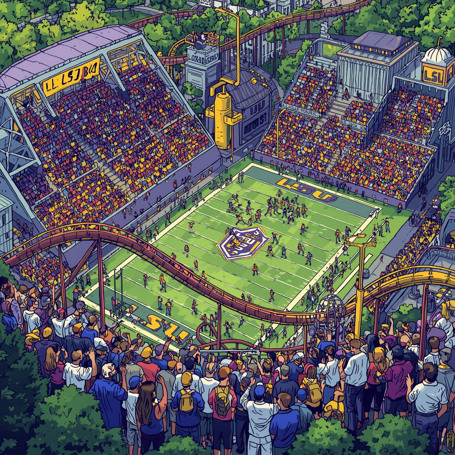 LSU Football's Season Rollercoaster - painting of LSU Tigers football venue