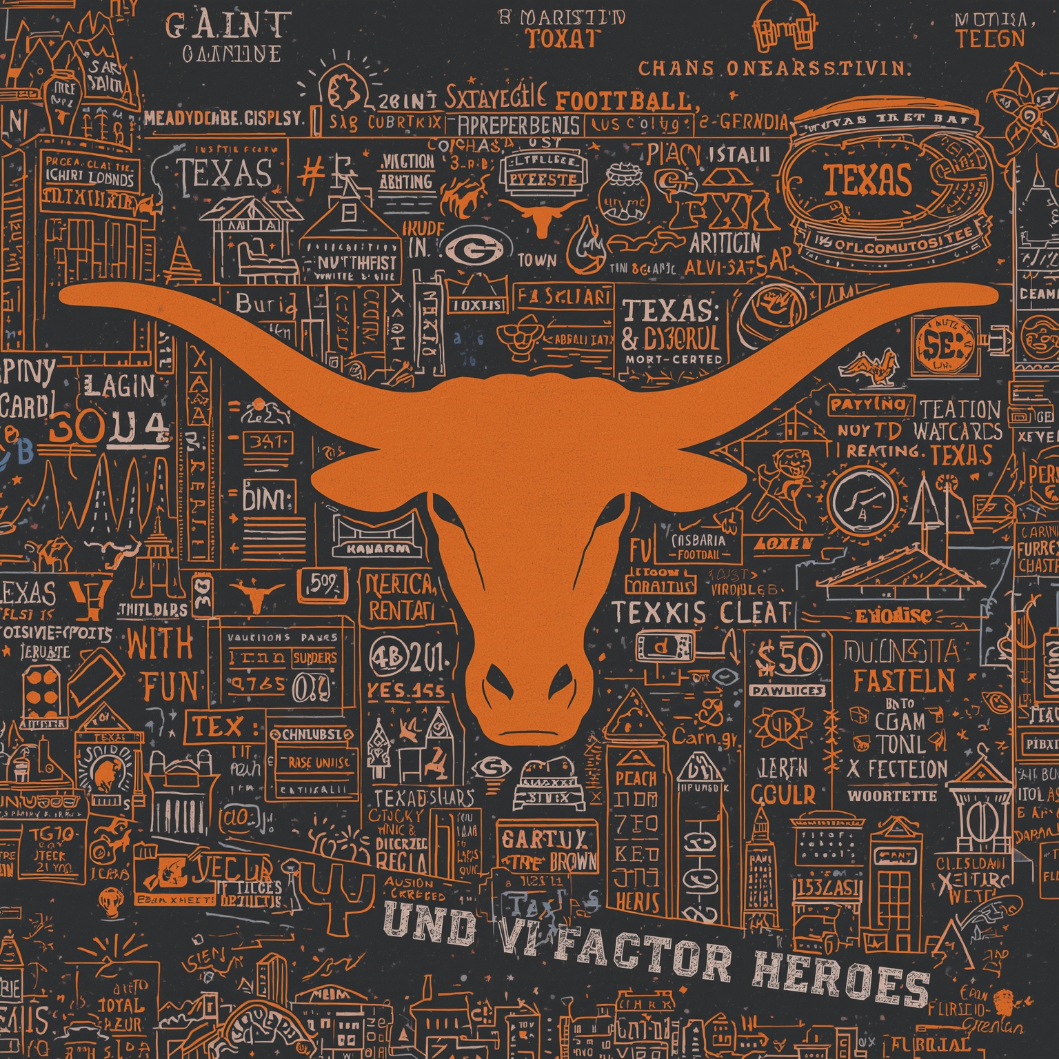 Texas vs Georgia: Analytics Meet X-Factor Heroes - painting of Texas Longhorns football venue