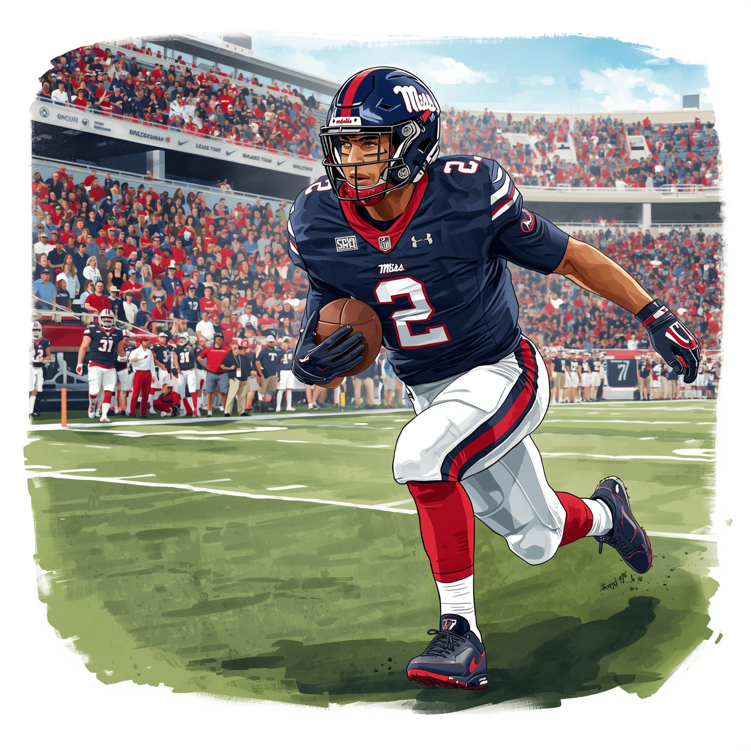 Lane Kiffin’s Coaching Carousel & Dynasty Debate - painting of Ole Miss Rebels football venue