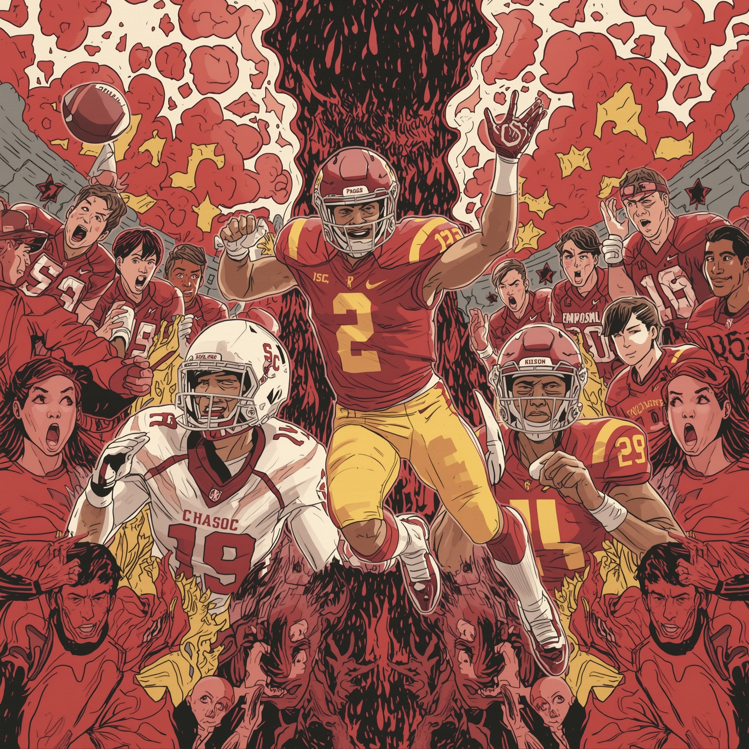 Kickoff Delay Drama and Caleb Williams’ Icy Heroics - painting of USC Trojans football venue