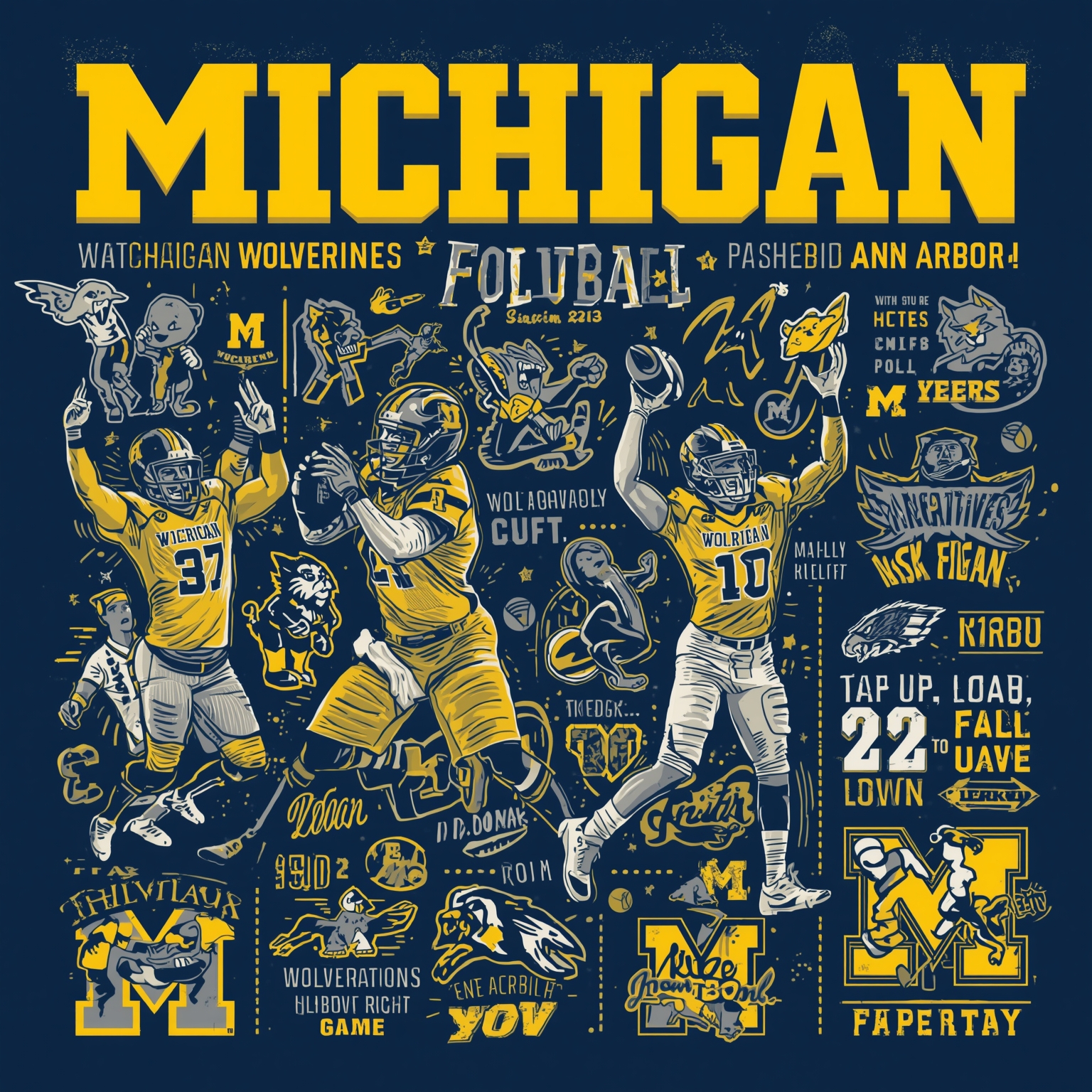 Wolverines' Bowl Bid and Basketball Poll Leap - painting of Michigan Wolverines football,basketball venue