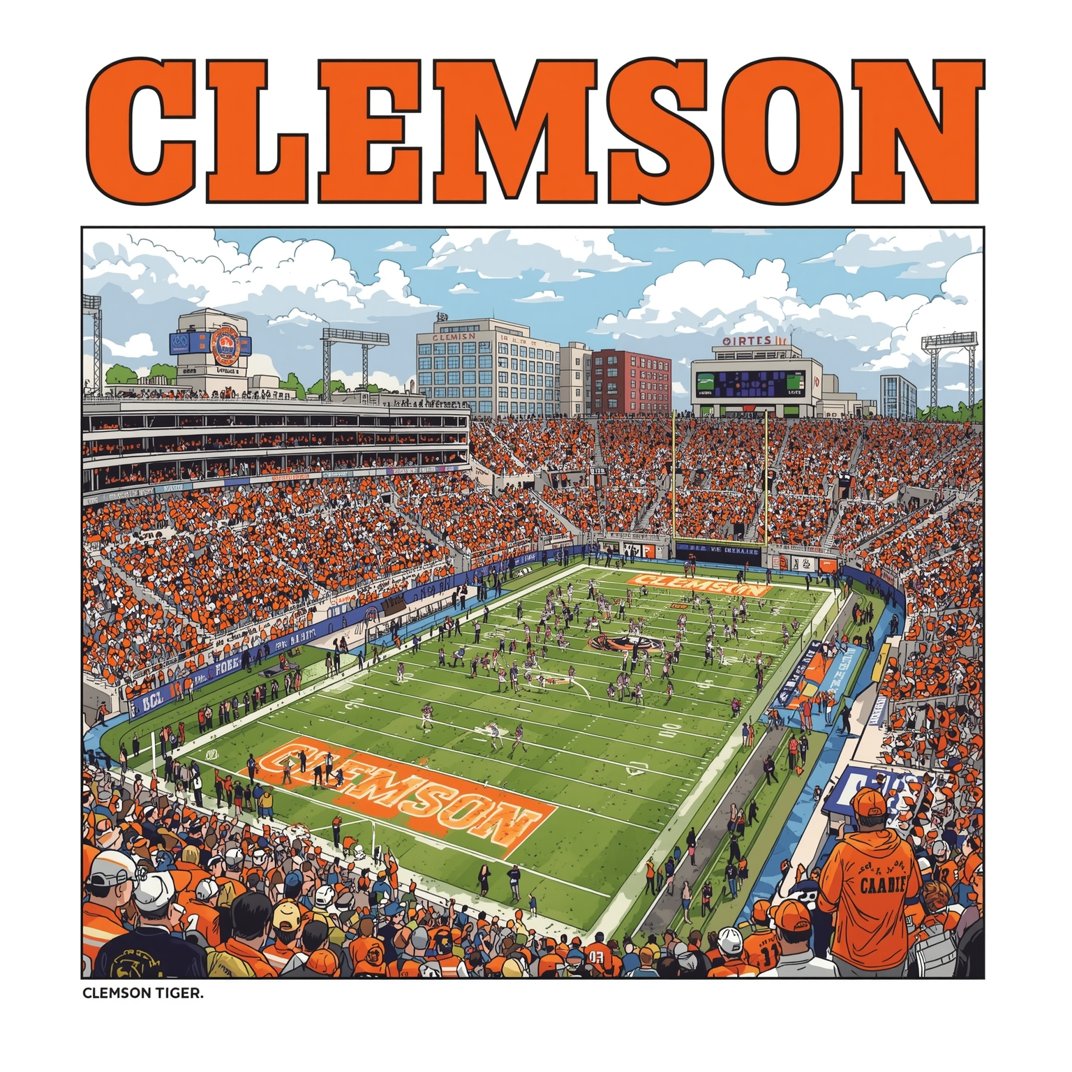 Clemson Tigers' Bowl Hopes and Klubnik Injury Update - painting of Clemson Tigers football venue