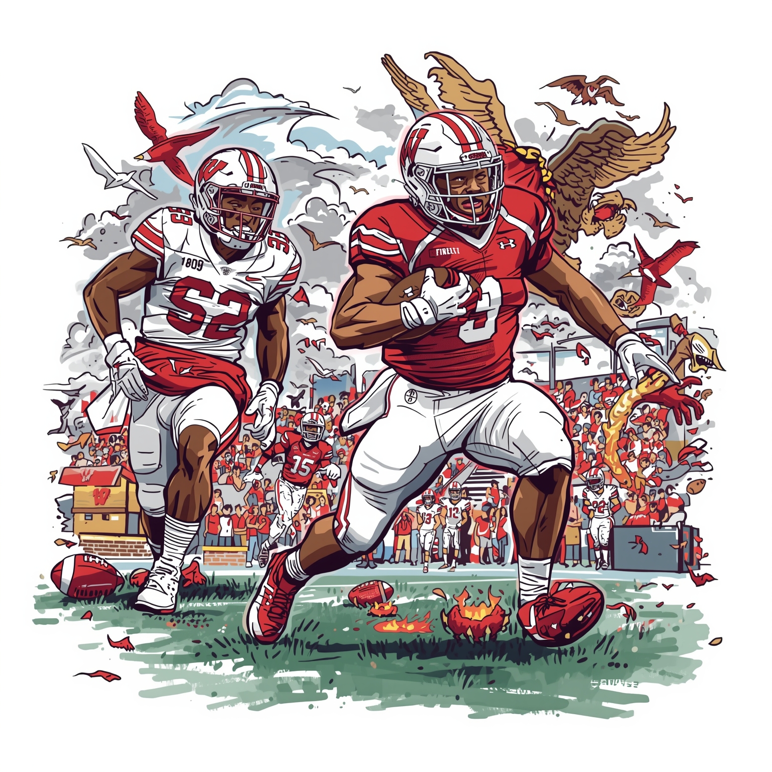 Badgers’ Surprise Football Flip and Upcoming Hoops Preview - painting of Wisconsin Badgers football,basketball venue