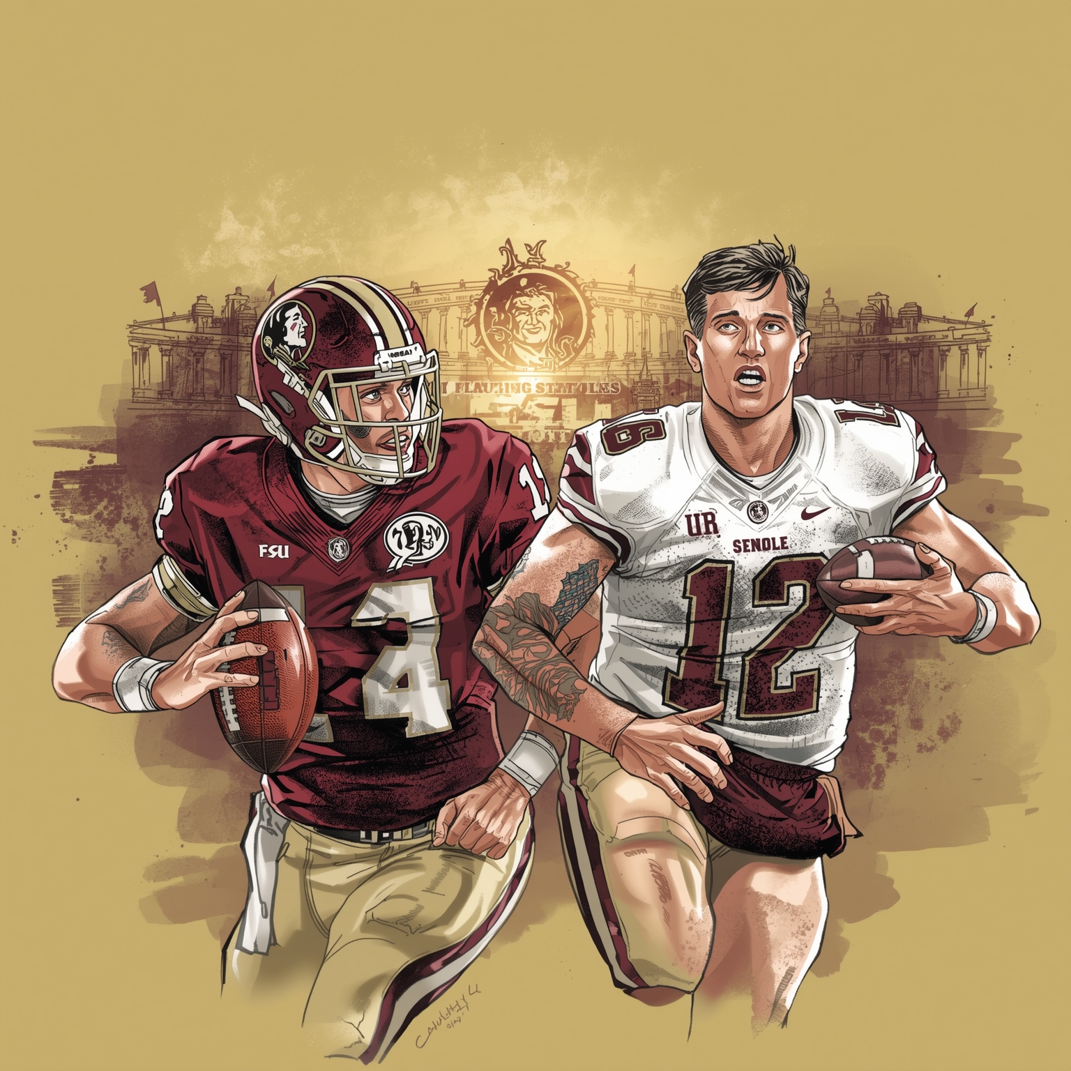 FSU Football: QB Comeback Hopes and Senior Dad’s Pep Talk - painting of Florida State Seminoles football venue