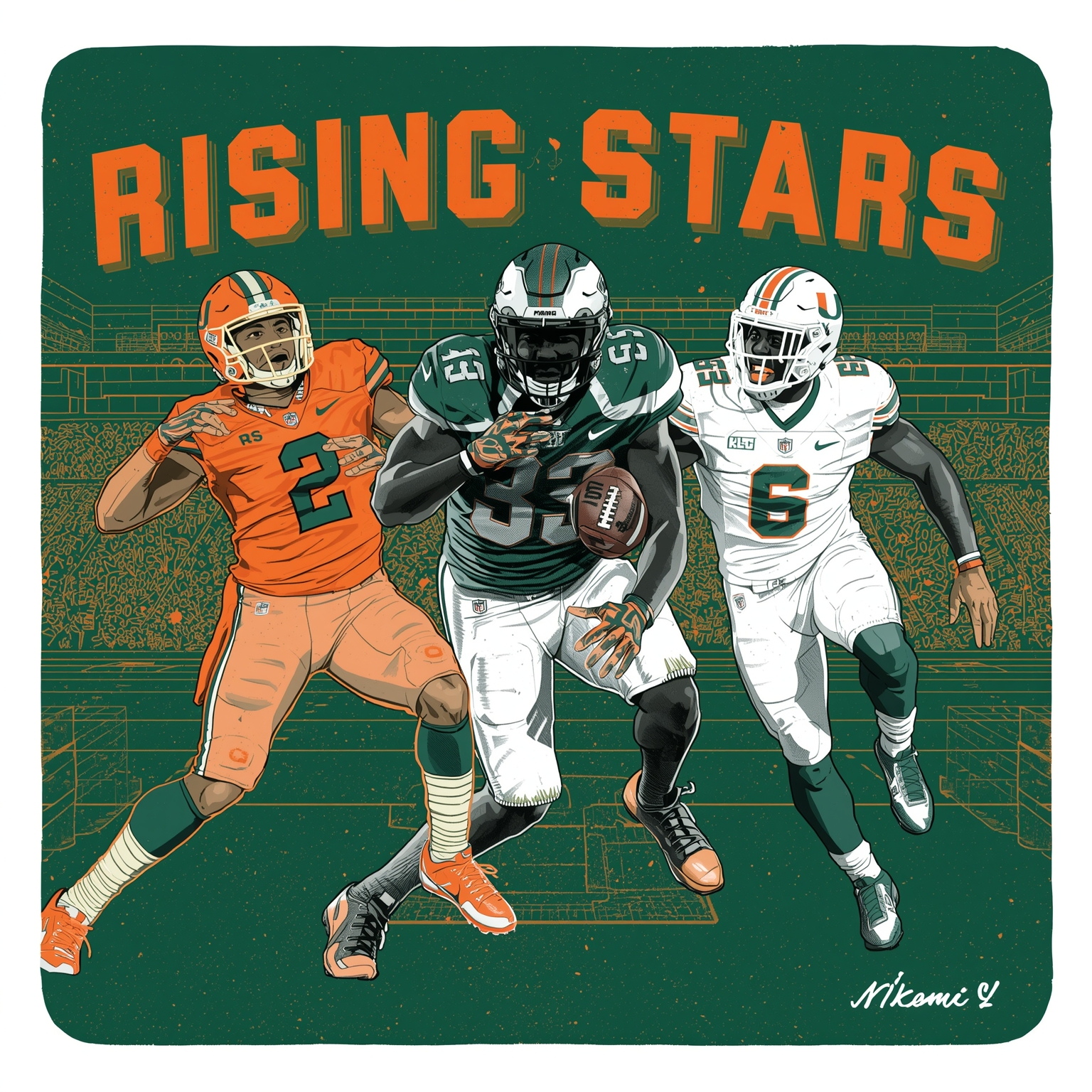 Miami's Rising Stars: From Bednarik Buzz to NC State Showdown - painting of Miami Hurricanes football venue