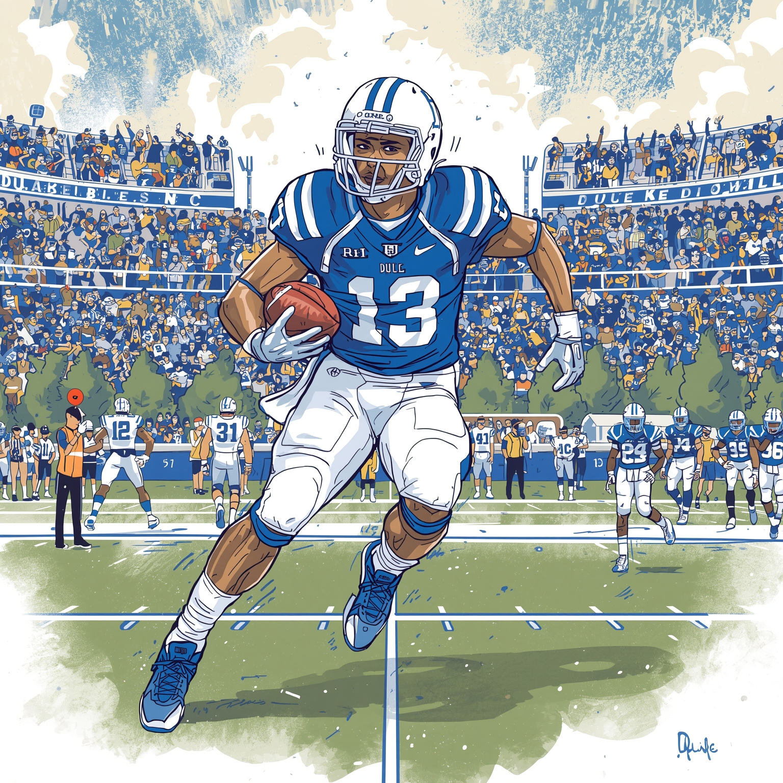 Duke’s ACC Clash and Bowl Fate Loom Large - painting of Duke Blue Devils football venue