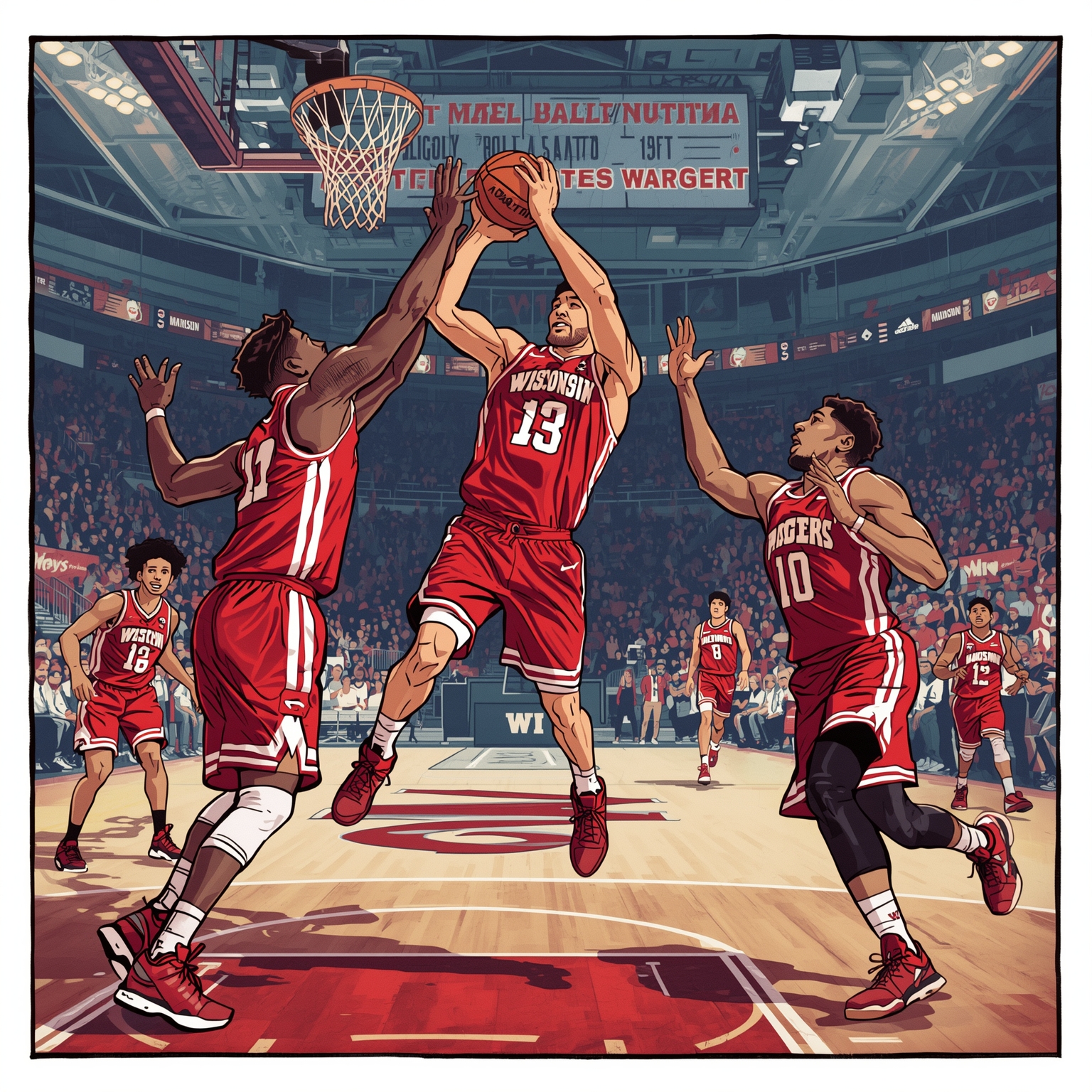Badgers' Bigs and Freshmen Spark Ball State Rout - painting of Wisconsin Badgers basketball venue
