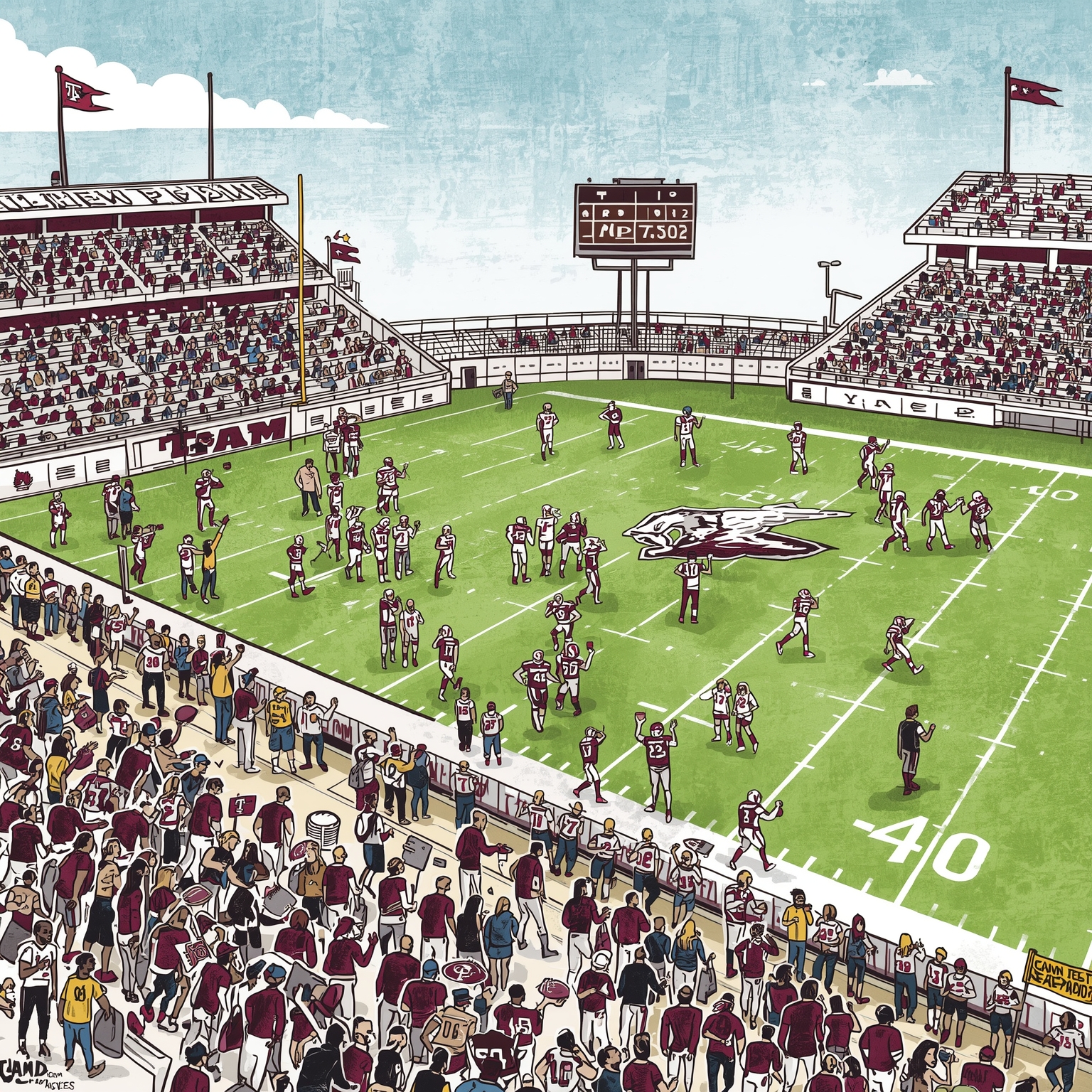 A&M’s QB Doubters and Backup Heroics - painting of Texas A&M Aggies football venue