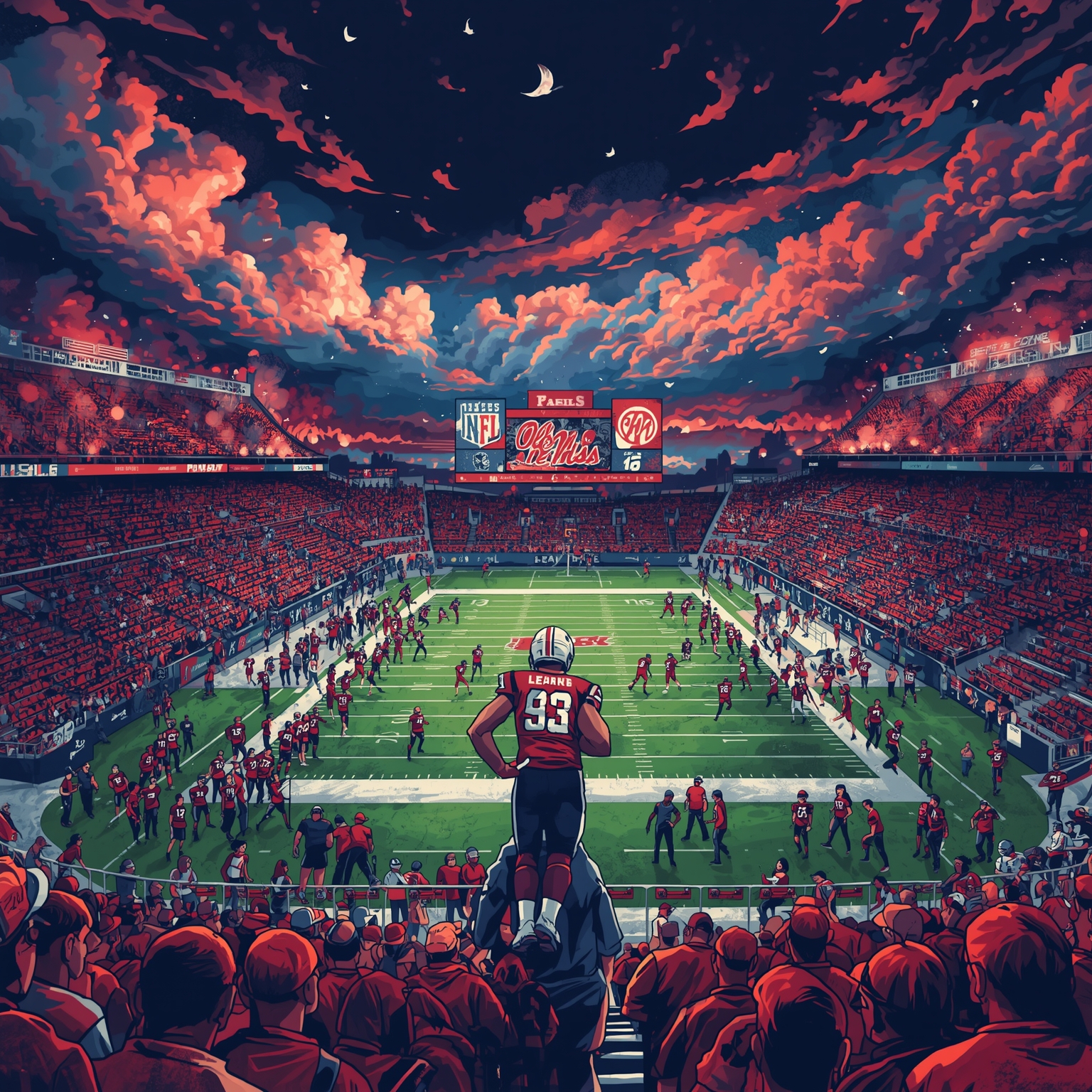 Kiffin's Crossroads: SEC Limitations vs. NFL Lure - painting of Ole Miss Rebels football venue