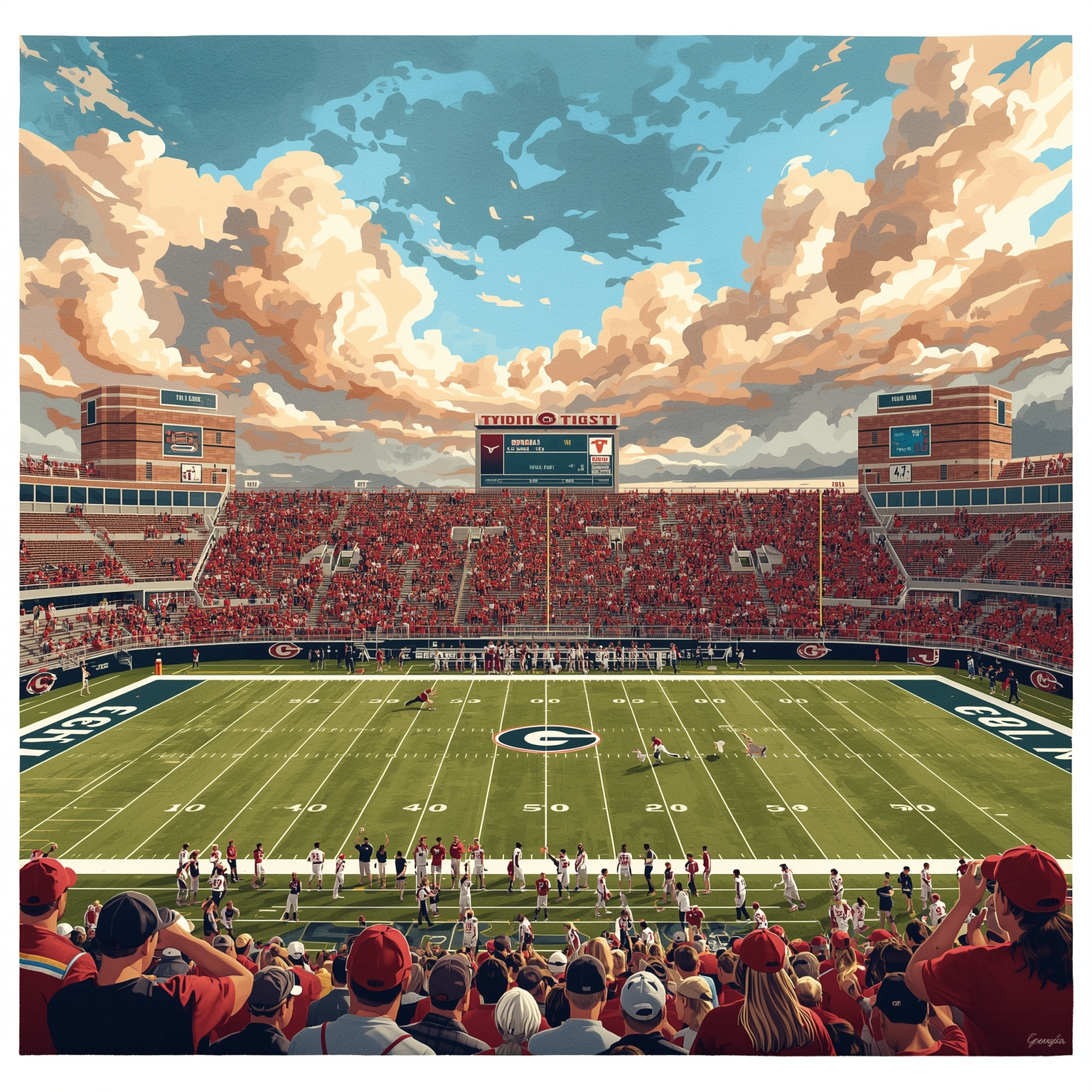 Georgia-Texas Showdown: Odds, Prep, and Strategies - painting of Georgia Bulldogs football venue