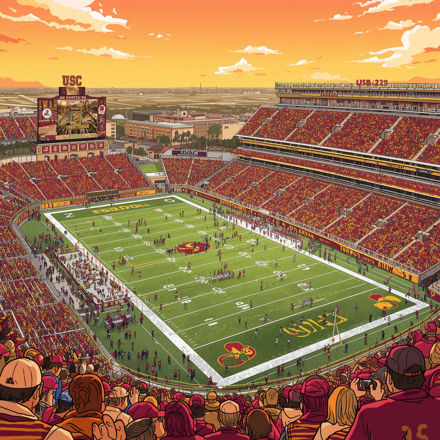 Gronowski Maps Iowa's Blueprint to Tackle USC D - painting of USC Trojans football,volleyball venue