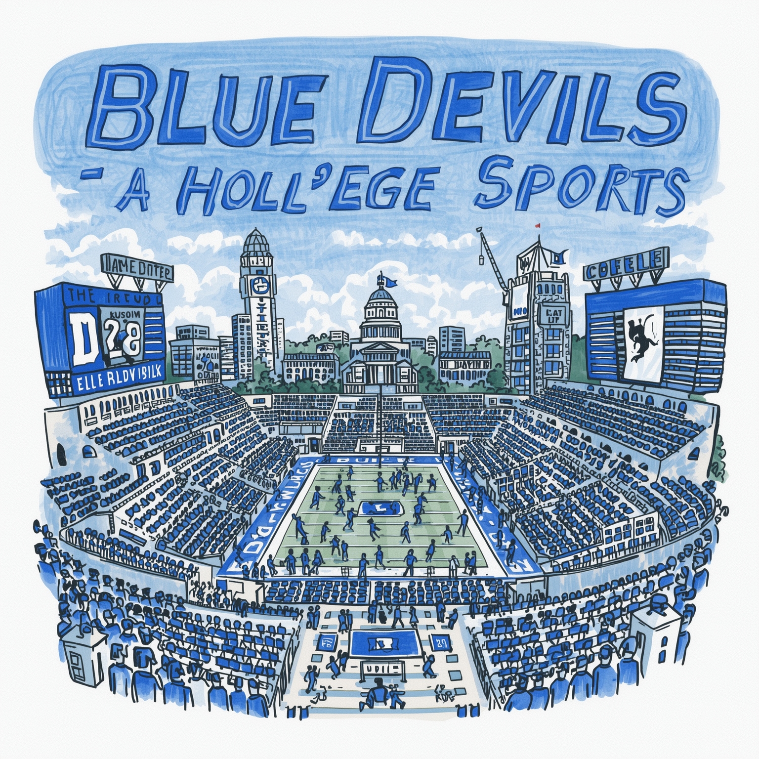 From Recruiting Misses to Football Shocks - painting of Duke Blue Devils basketball, football venue