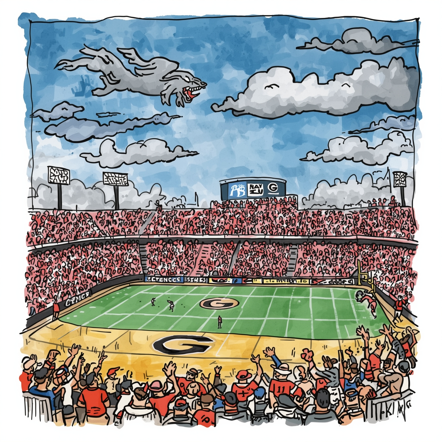 Georgia vs. Texas: Key Stats and Final Score Forecasts - painting of Georgia Bulldogs football venue