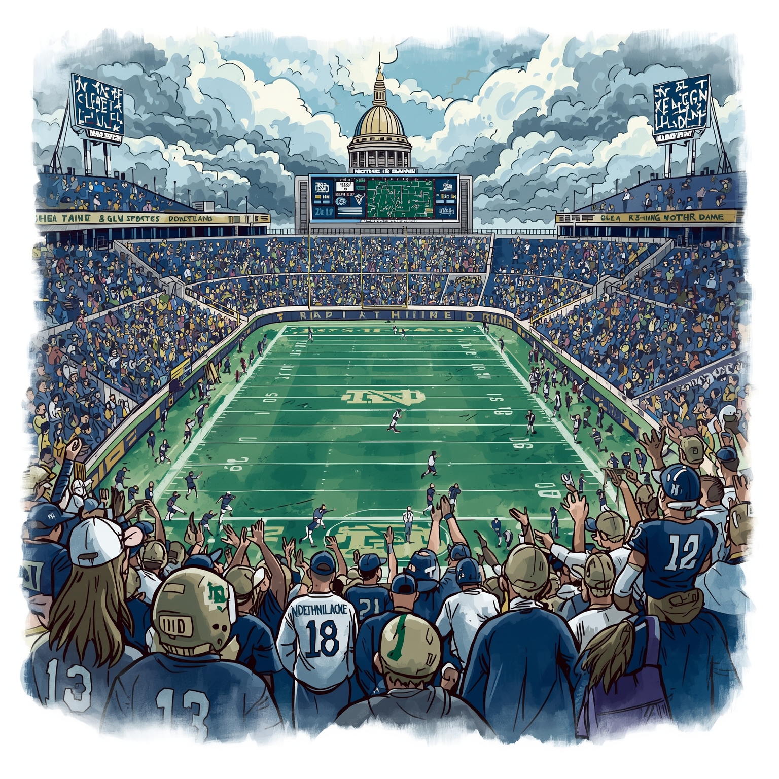 Gridiron Showdown: Notre Dame's Rivals & Rising Stars - painting of Notre Dame Fighting Irish football venue